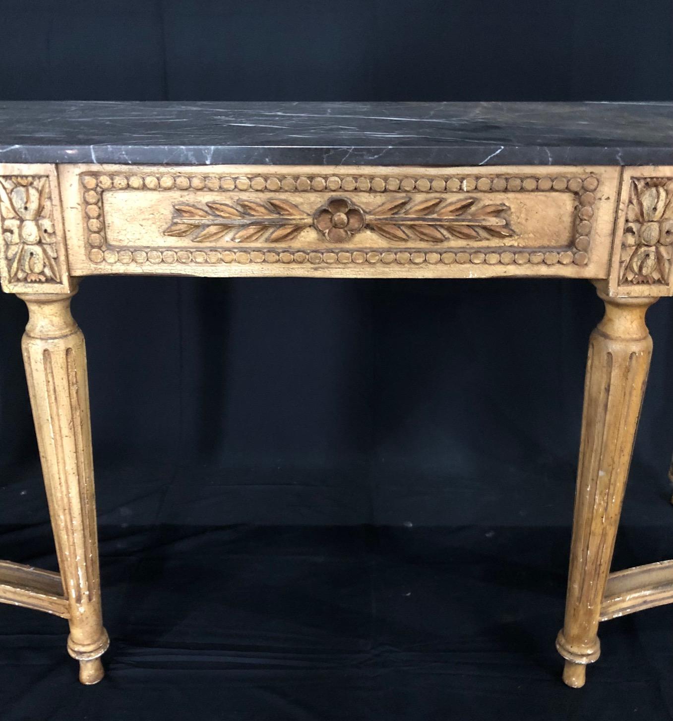 Divine French Louis XVI Style Console Table with Marble Top 2