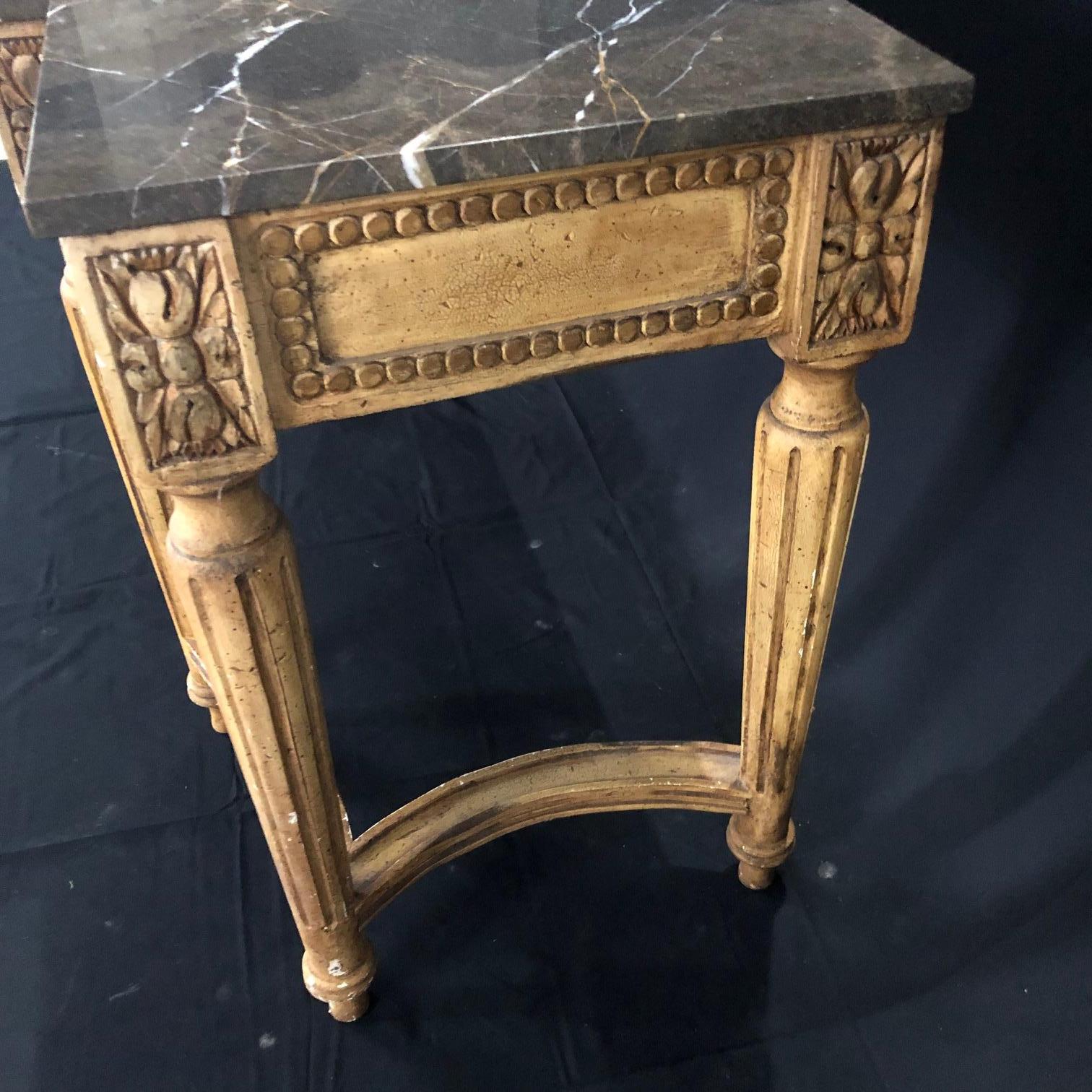Divine French Louis XVI Style Console Table with Marble Top 4