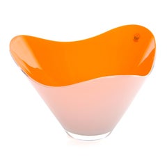 Divine Orange and White Glass Bowl by Peter Svarrer for Holmegaard