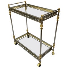 Divinely Elegant Italian Brass and Nickel Bar Cart