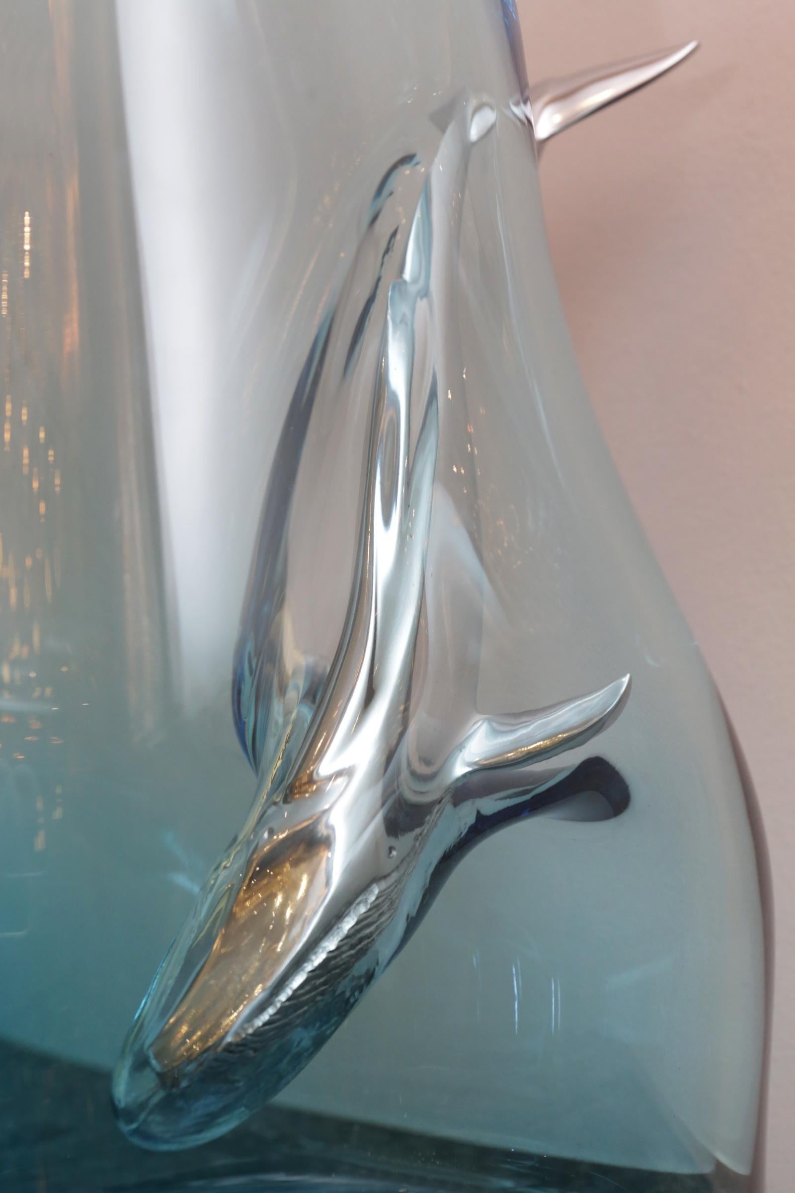 Contemporary Diving Whale Blue Vase For Sale