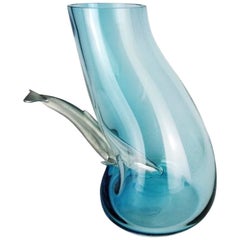 Diving Whale Blue Vase