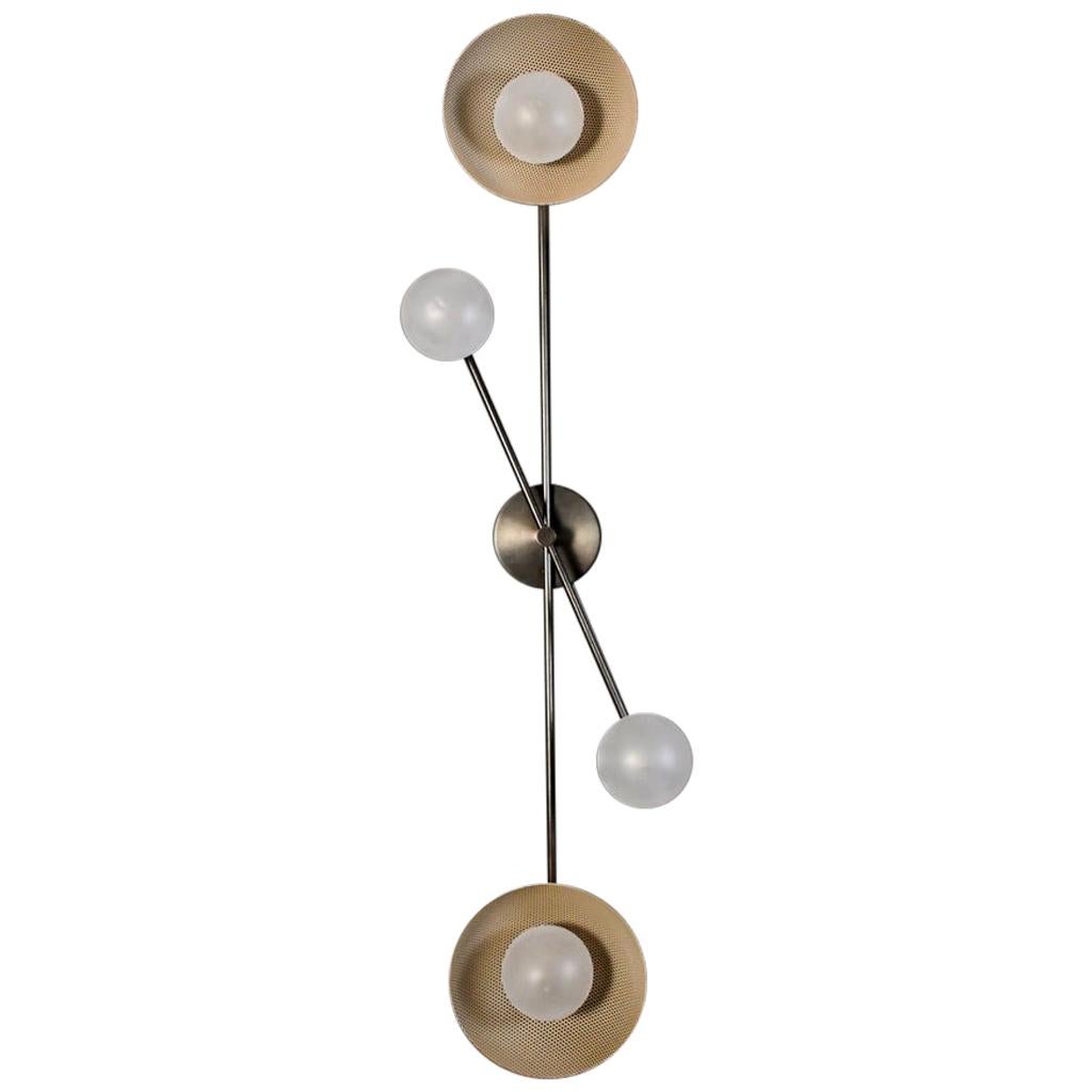 Division Wall Sconce or Flushmount in Oil-Rubbed Bronze, Mesh and Blown Glass For Sale