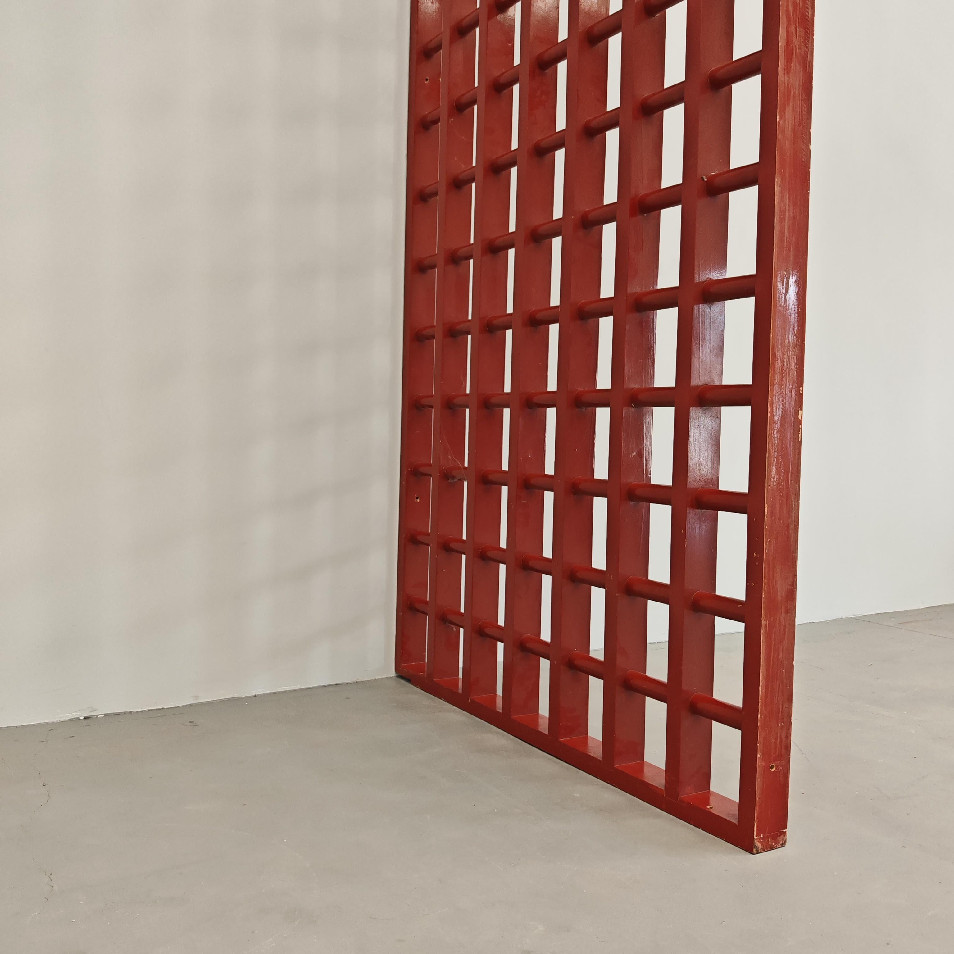 Wood 60's/70's divisions red lacquered wood from Italian mansion For Sale