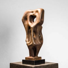 Echoes of Stillness, Aged Iron Skin over Stone Composite Granite Base "In Stock"