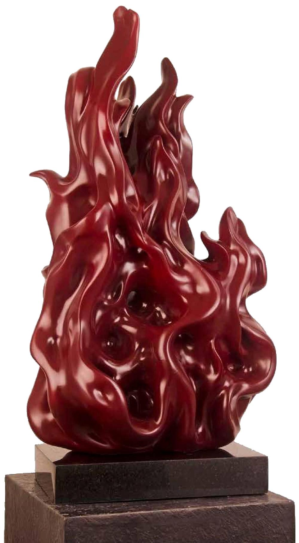 Inner Flame, Enamel Coating over Composite of Stone Glass and Polyester-In Stock - Sculpture by Divyendu Anand