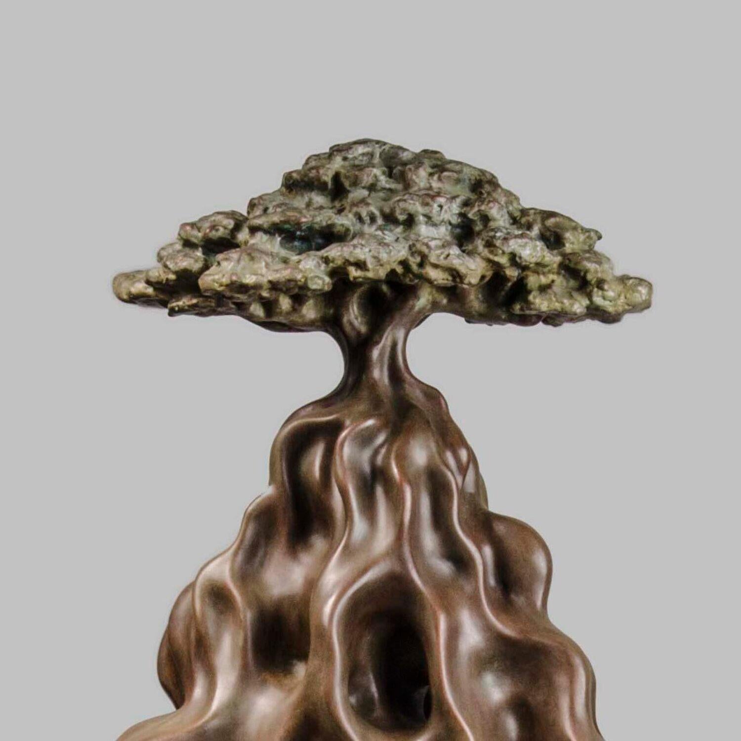 Árbol de la Sabiduría Pintado a Mano y Patinado sobre Piel de Metal por Artista Indio 