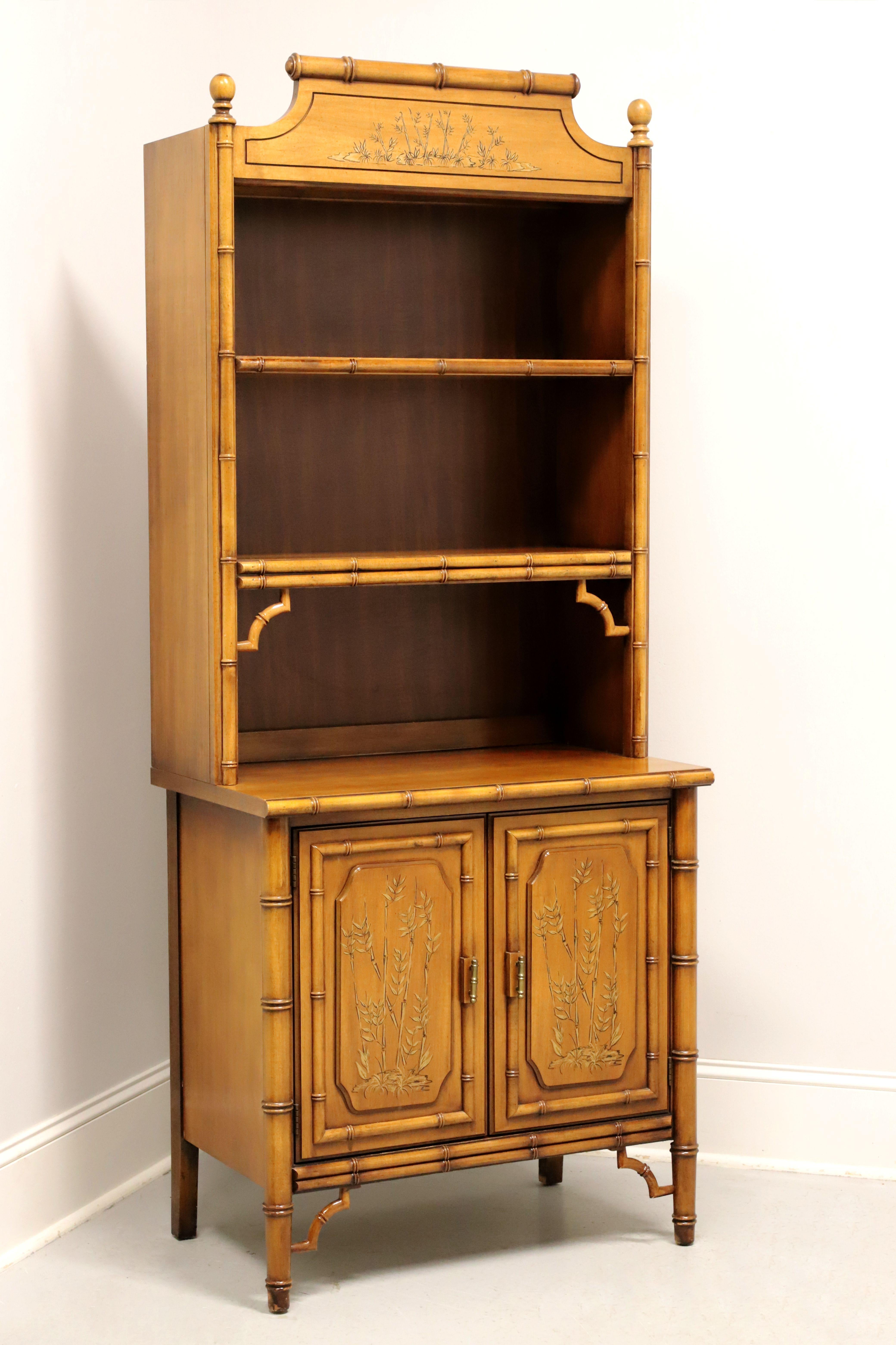 DIXIE Aloha Faux Bamboo Asian Chinoiserie Hand Painted Bookcase with Cabinet 6
