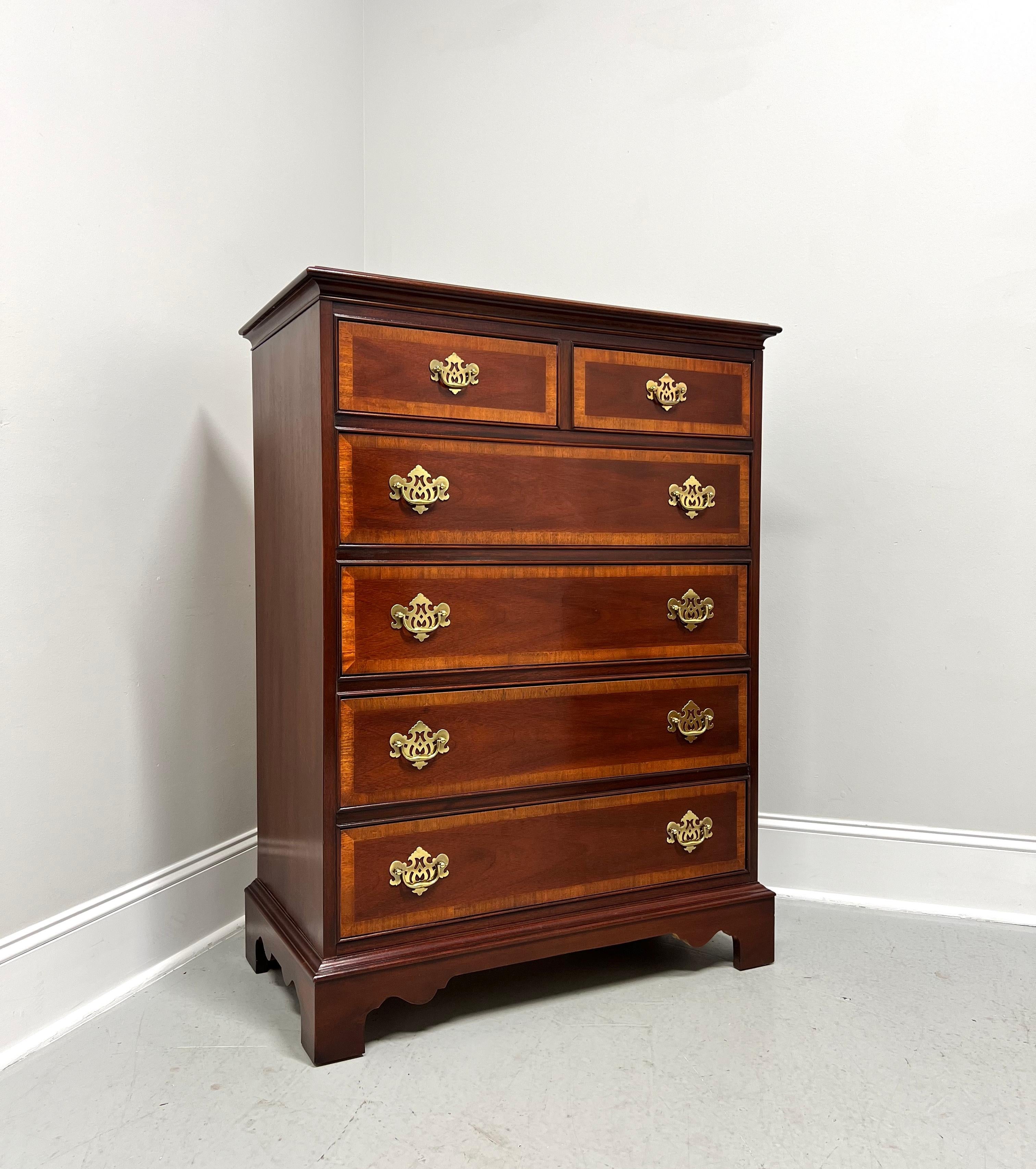DIXIE Banded Mahogany Chippendale Chest of Six Drawers - B For Sale 8