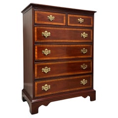 Retro DIXIE Banded Mahogany Chippendale Chest of Six Drawers - B