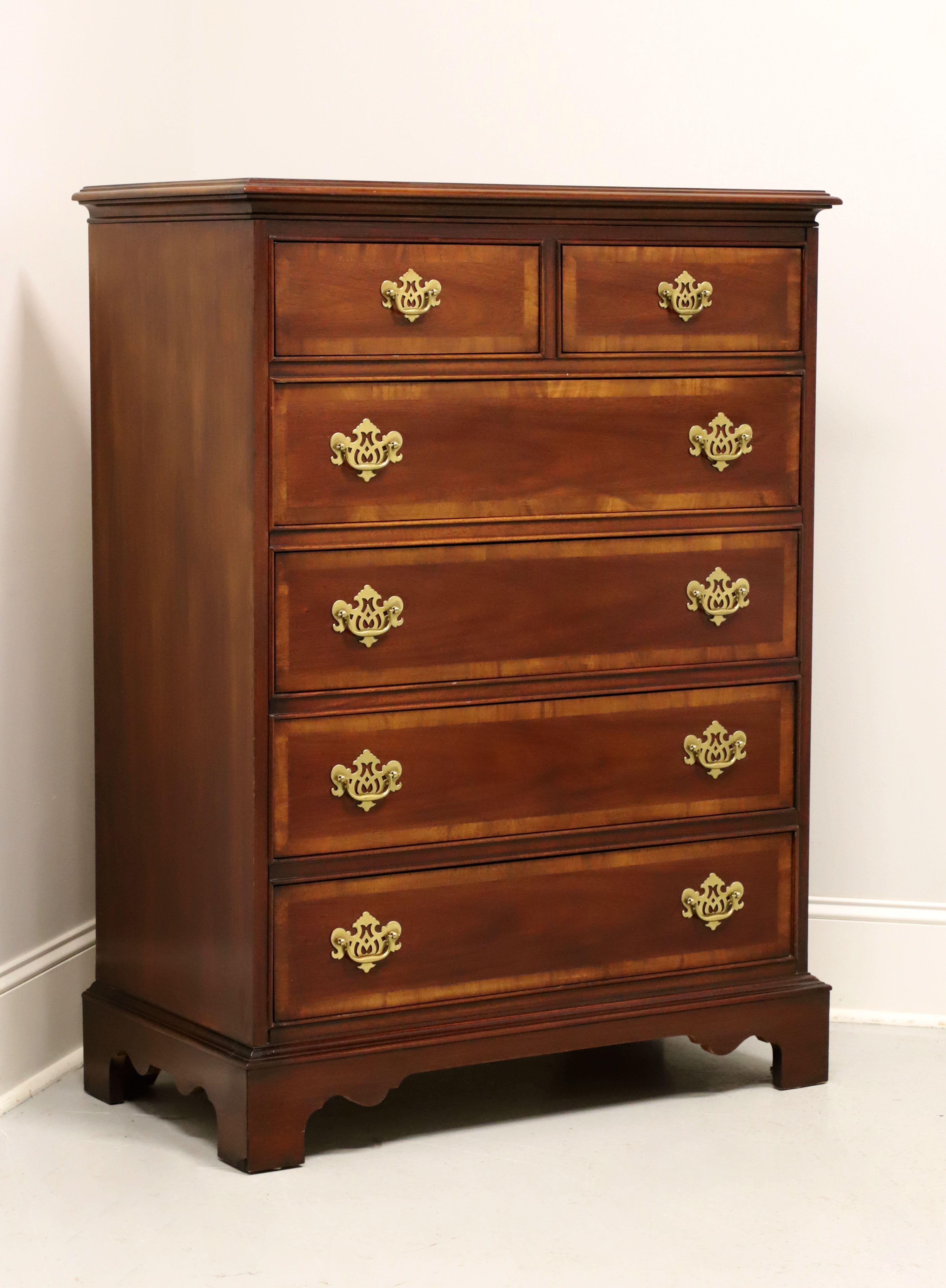 DIXIE Banded Mahogany Chippendale Chest of Six Drawers - A 5