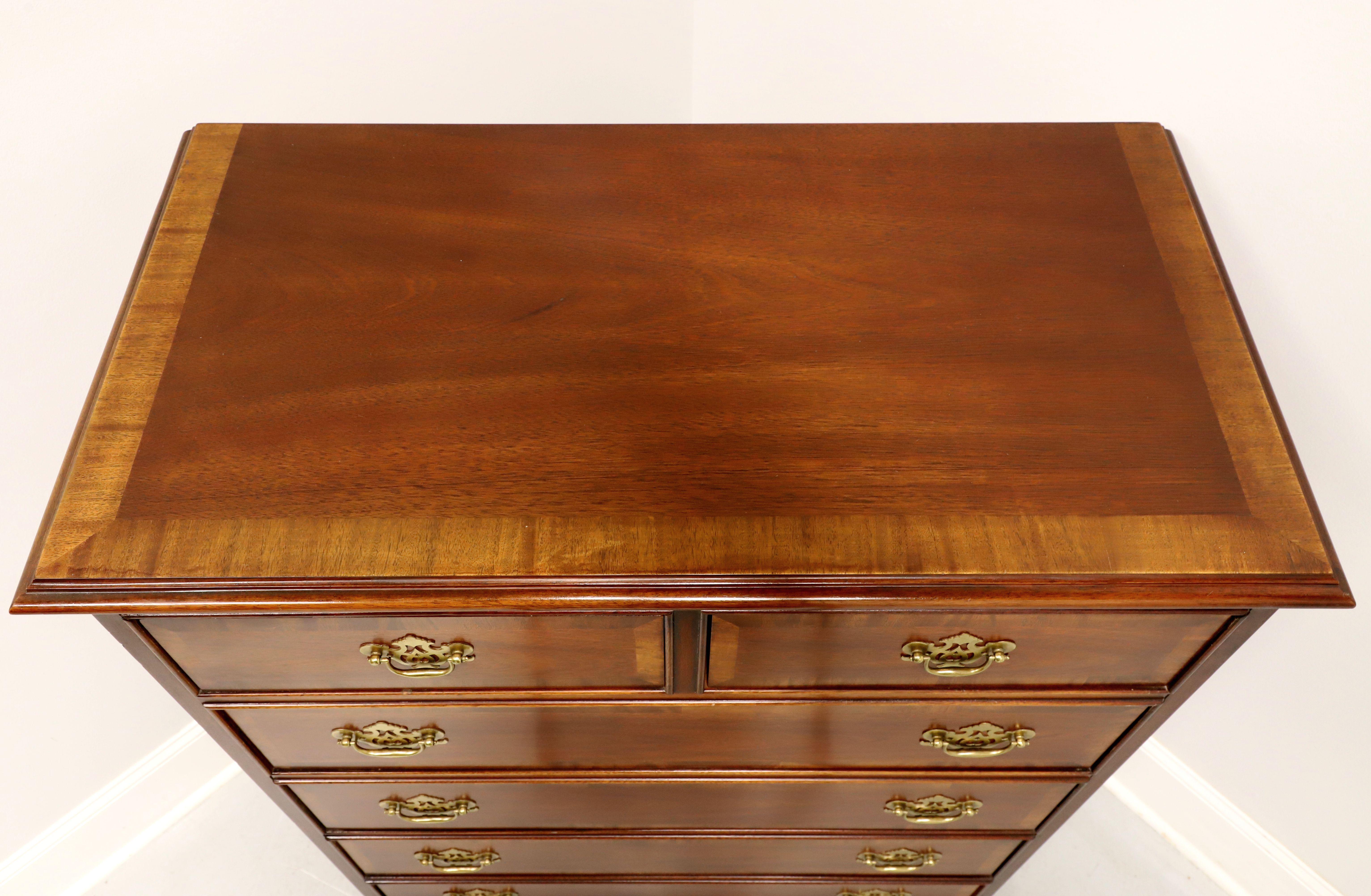 20th Century DIXIE Banded Mahogany Chippendale Chest of Six Drawers - A For Sale
