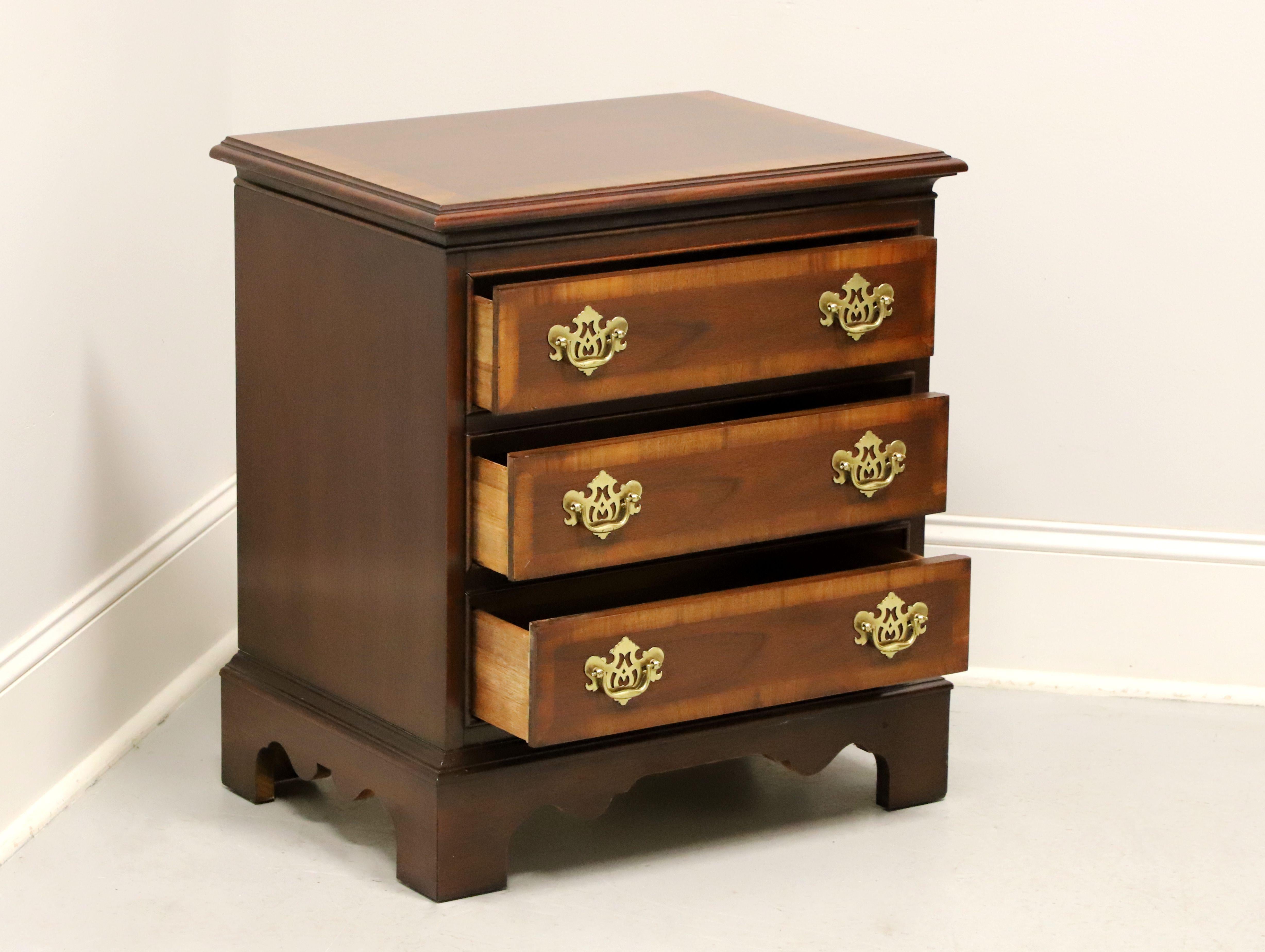 American DIXIE Banded Mahogany Chippendale Nightstand Bedside Chest For Sale