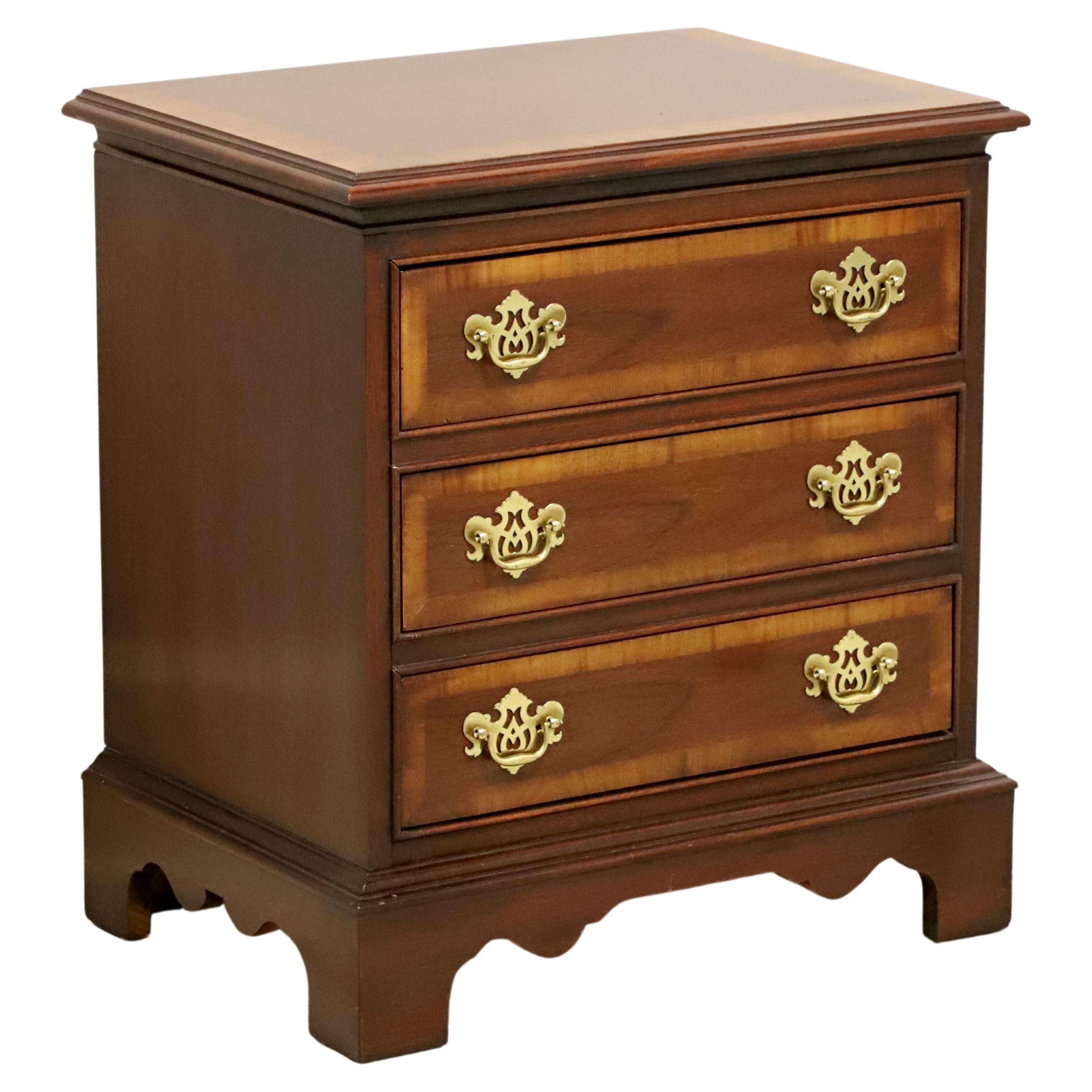 DIXIE Banded Mahogany Chippendale Nightstand Bedside Chest For Sale