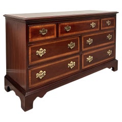 DIXIE Banded Mahogany Chippendale Style Triple Dresser