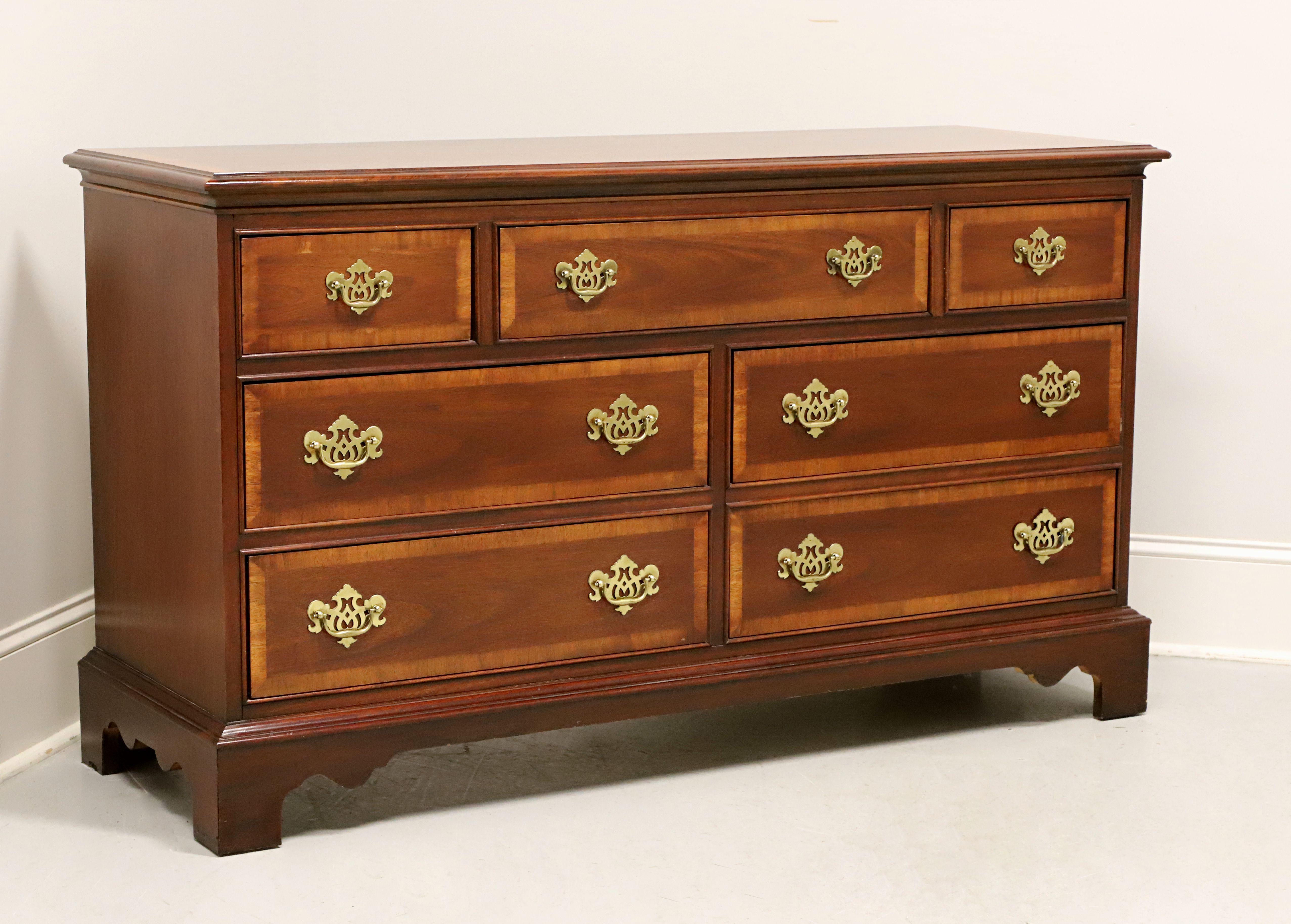 DIXIE Banded Mahogany Chippendale Triple Dresser 7