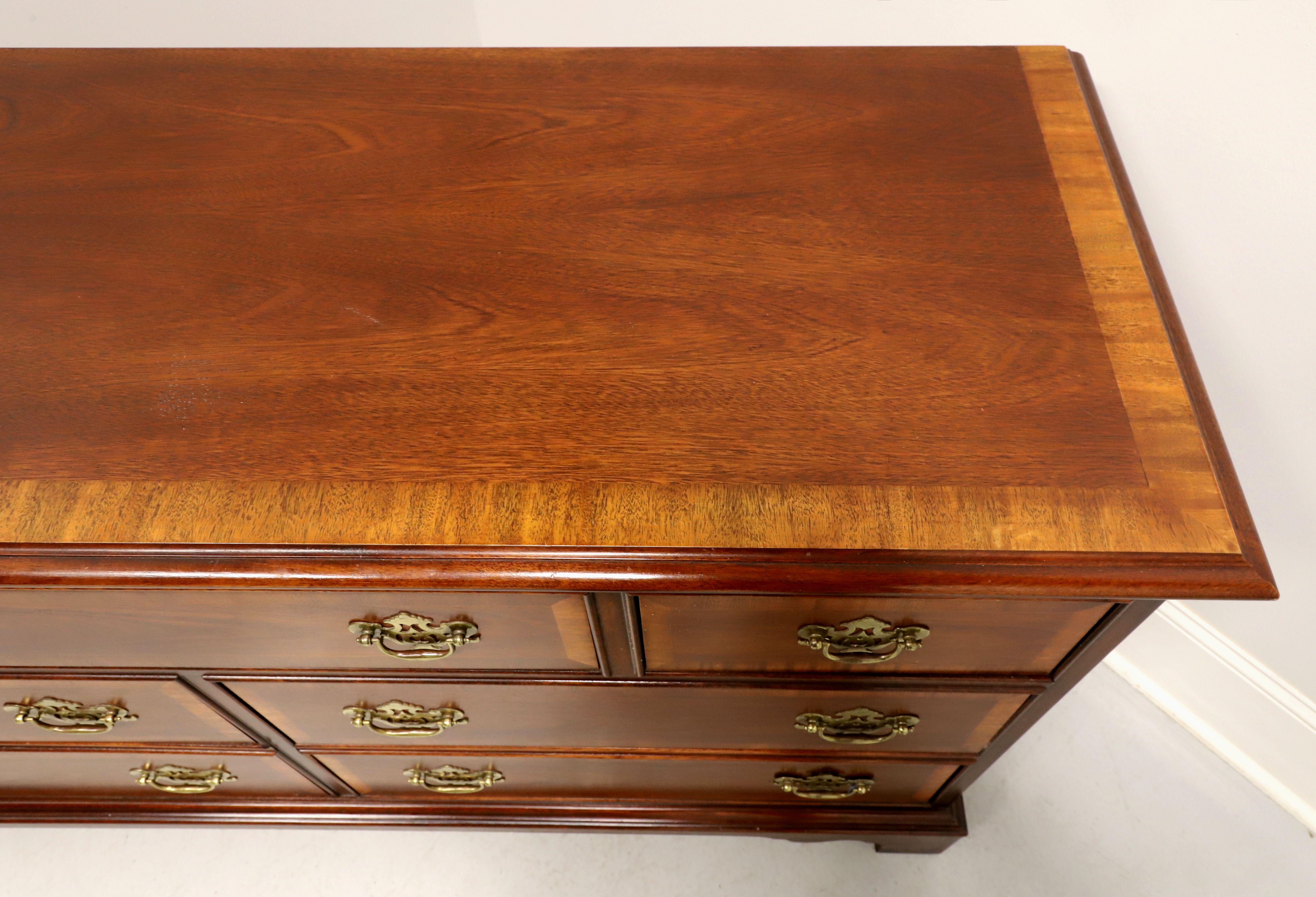 DIXIE Banded Mahogany Chippendale Triple Dresser 1