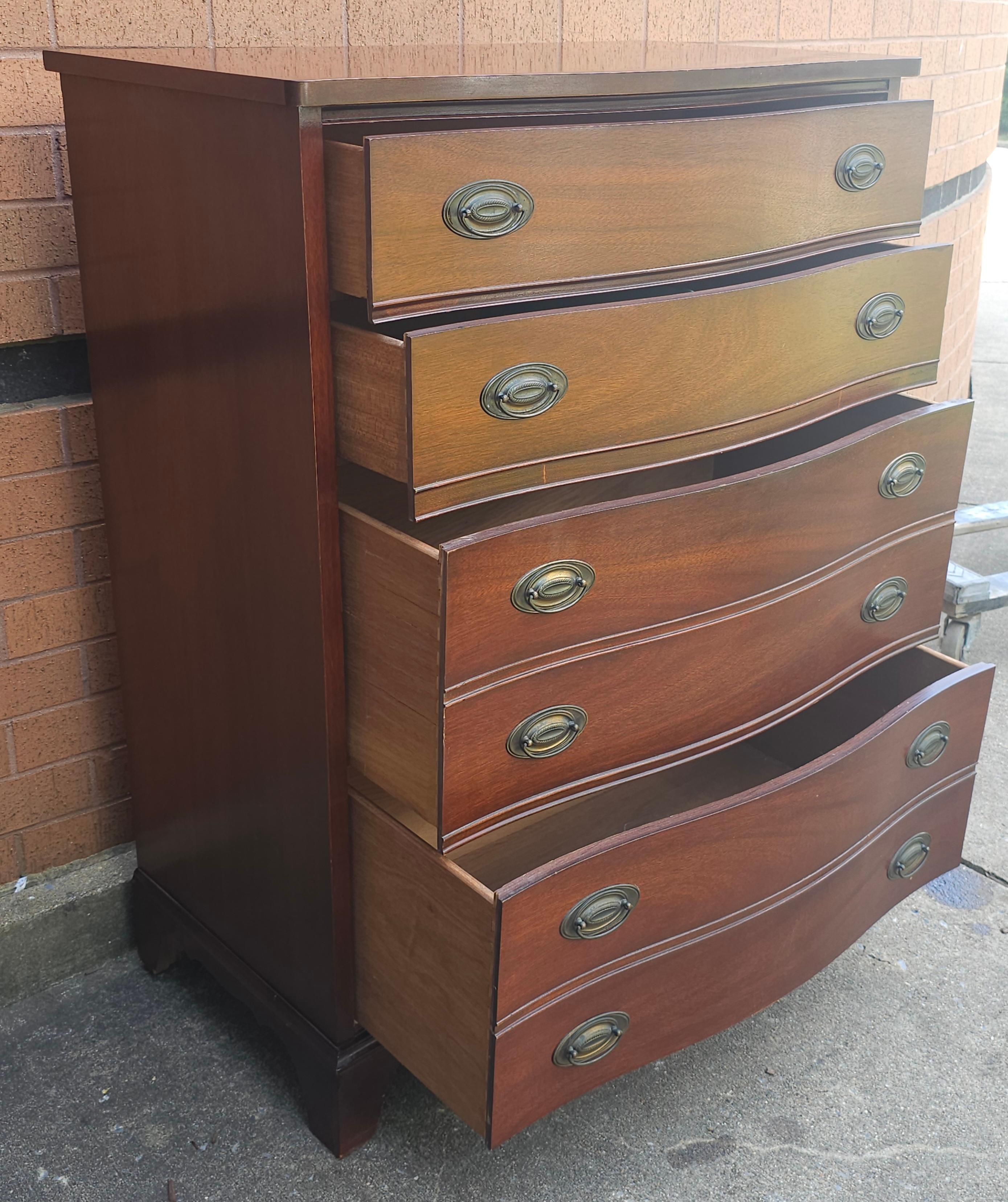 Other Dixie Furniture Federal Mahogany Serpentine Chest of Drawers with Glass Top For Sale