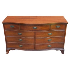Dixie Furniture Federal Mahogany Serpentine Double Dresser with Glass Top