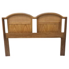 Dixie Furniture Italian Tuscan Style Stained Walnut & Cane Full Size Headboard
