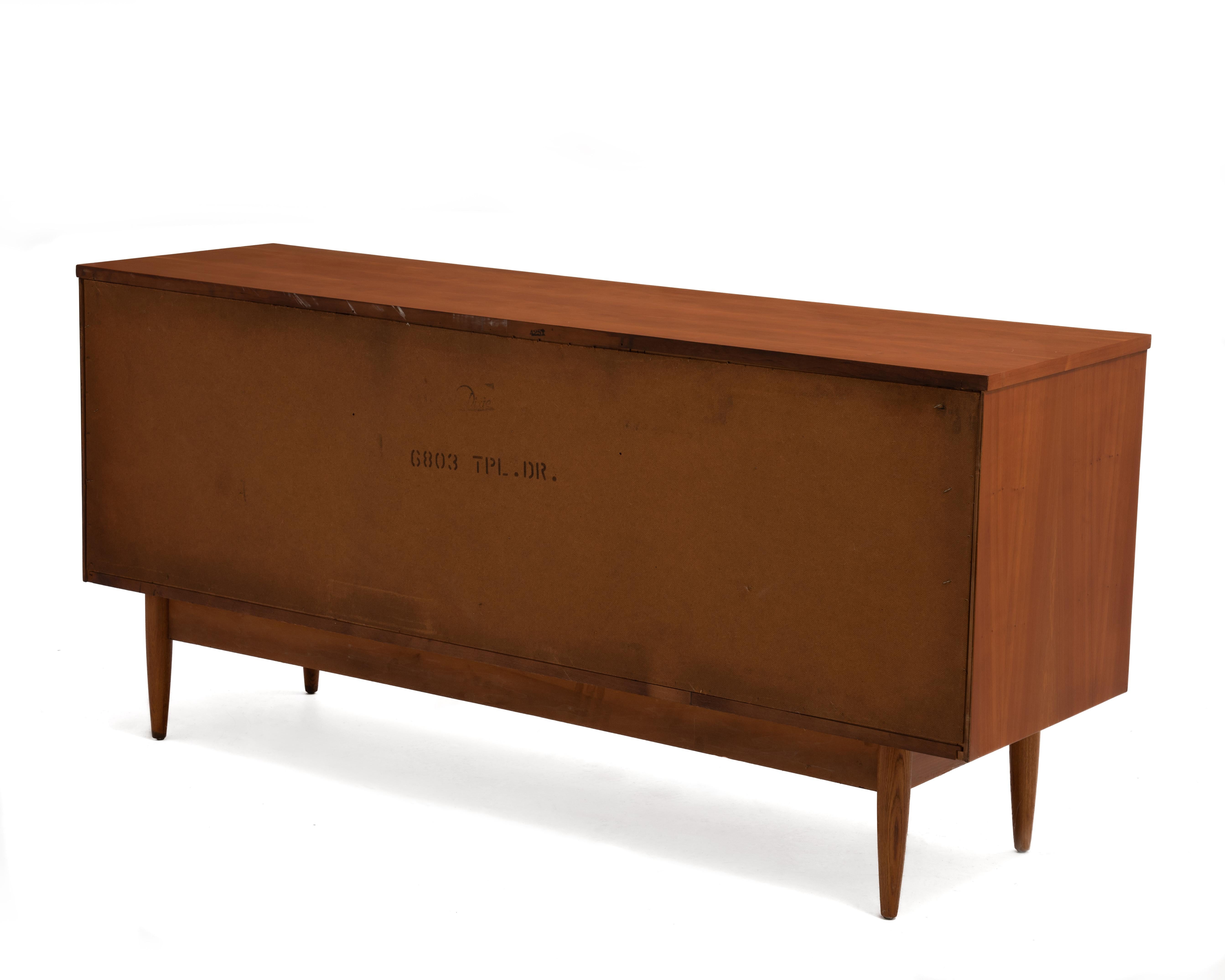 American Dixie Furniture Mid Century Cherry Nine Drawer Dresser For Sale