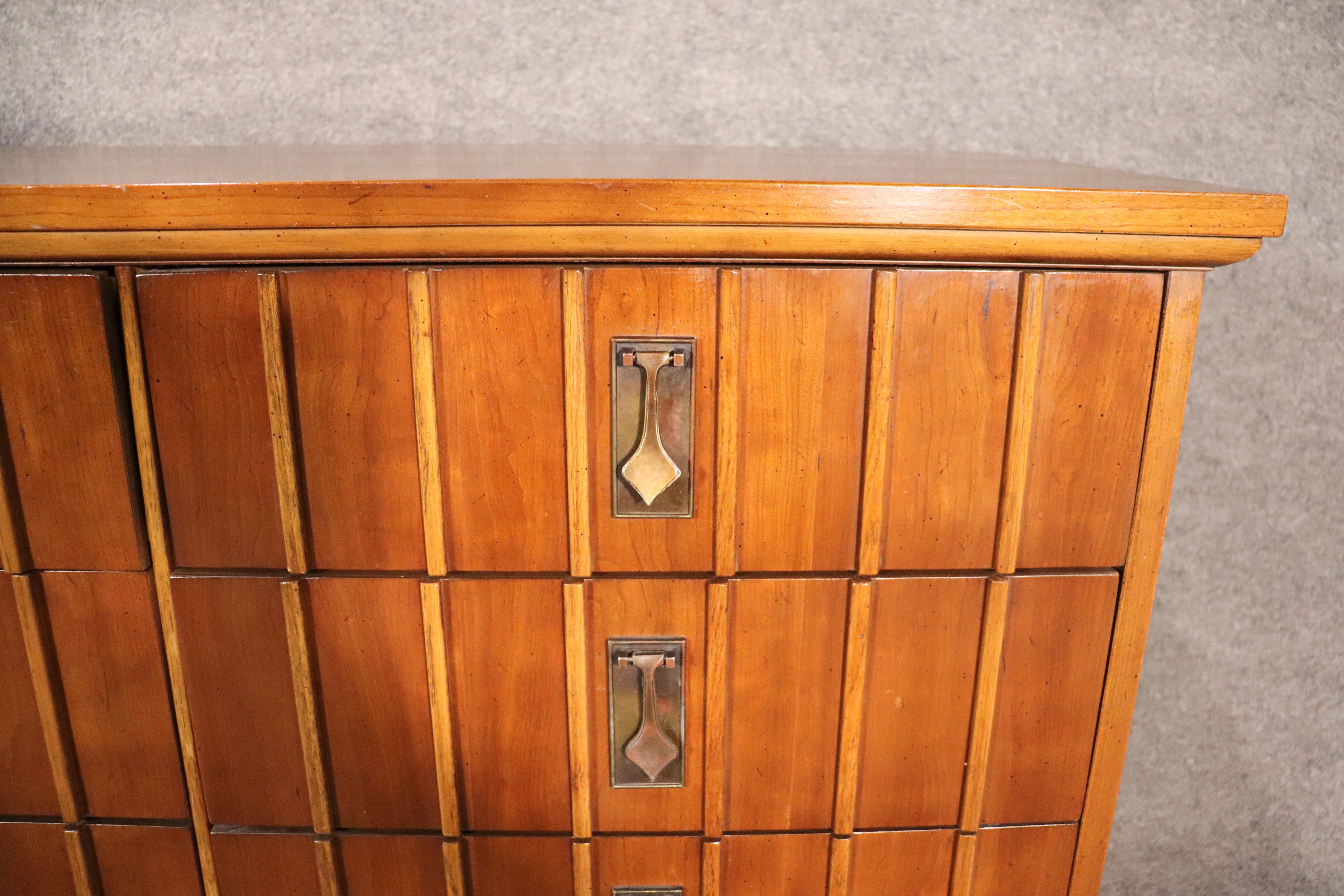 Walnut Dixie Furniture Midcentury Dresser For Sale