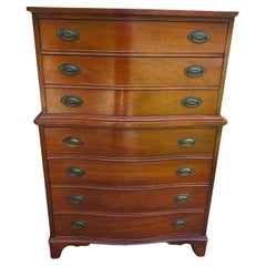Dixie Furniture Mid Century Federal Style Mahogany Chest on Chest of Drawers