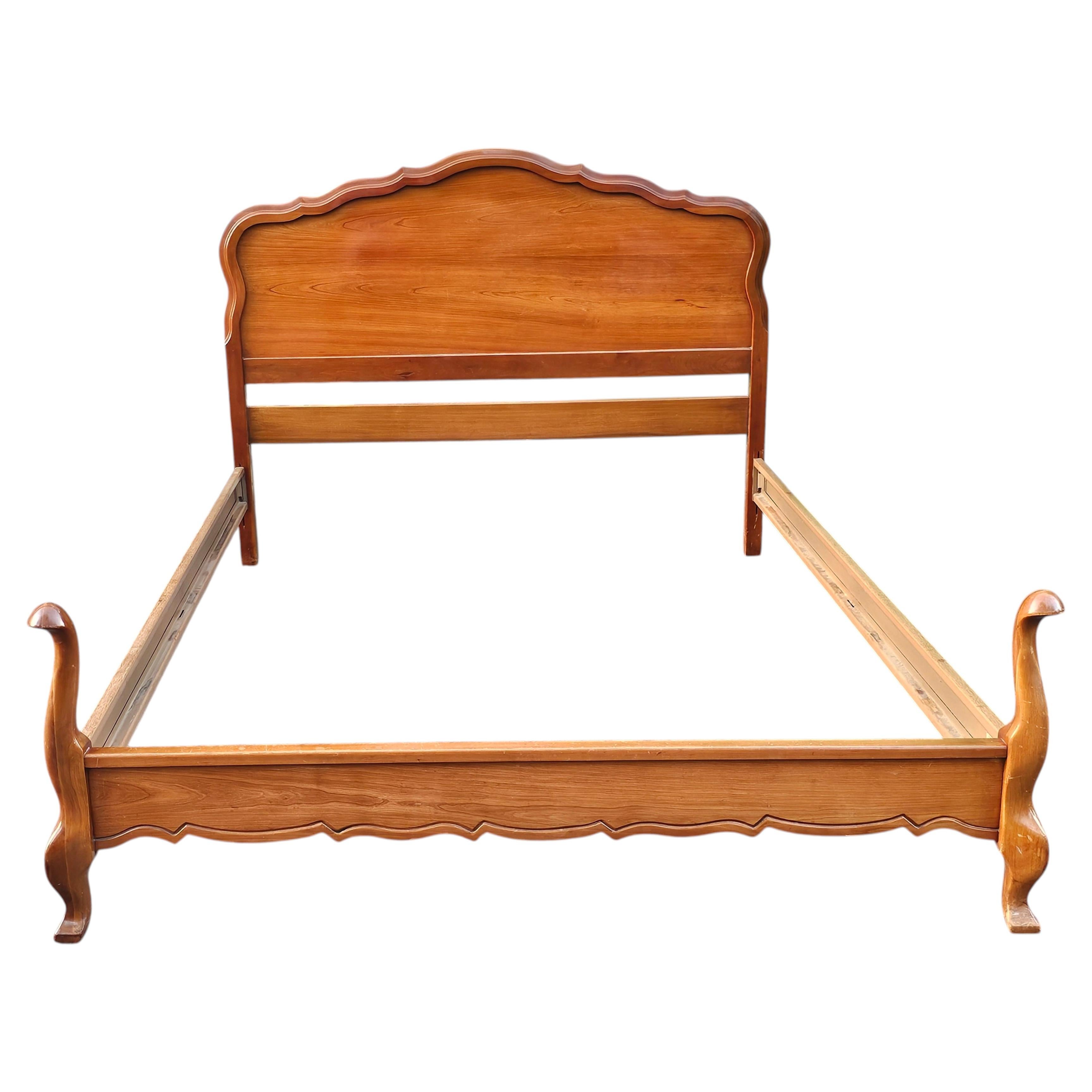 Dixie Furniture Mid Century Provincial Style Cherry Full Size Bedframe For Sale