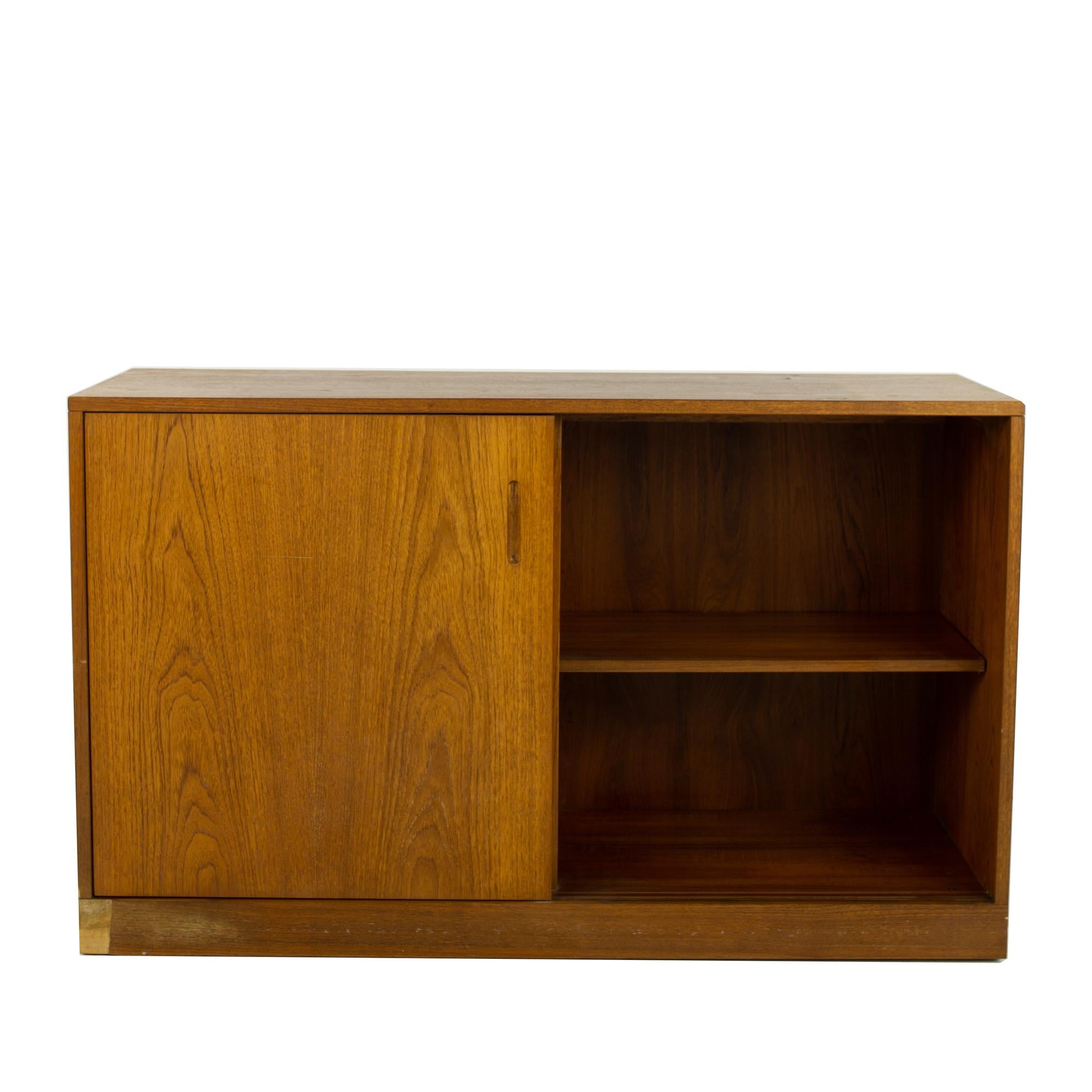 Mid-Century Modern Dixie Furniture Mid Century Teak Sliding Door Media Cabinet Credenza