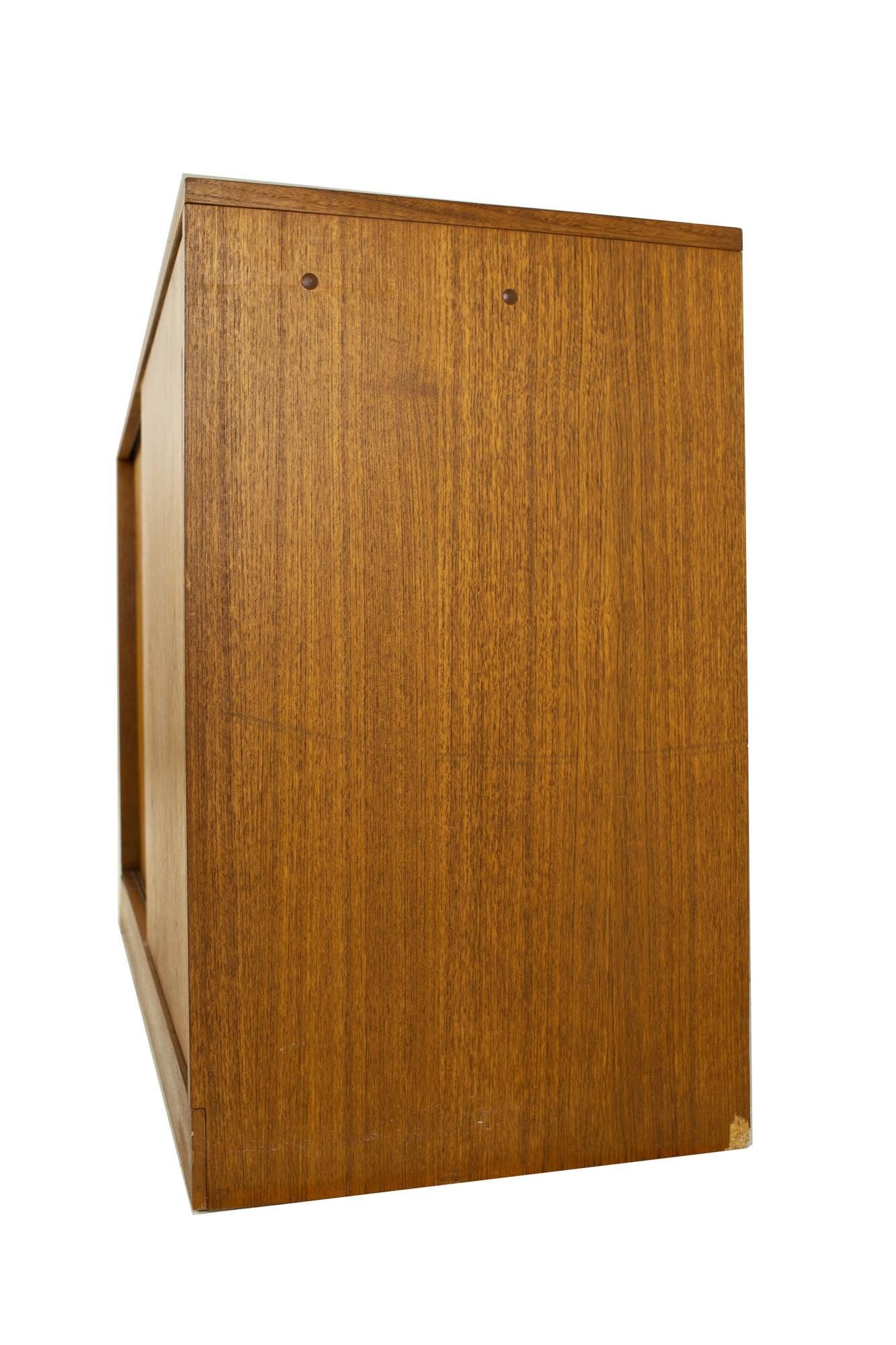 Late 20th Century Dixie Furniture Mid Century Teak Sliding Door Media Cabinet Credenza