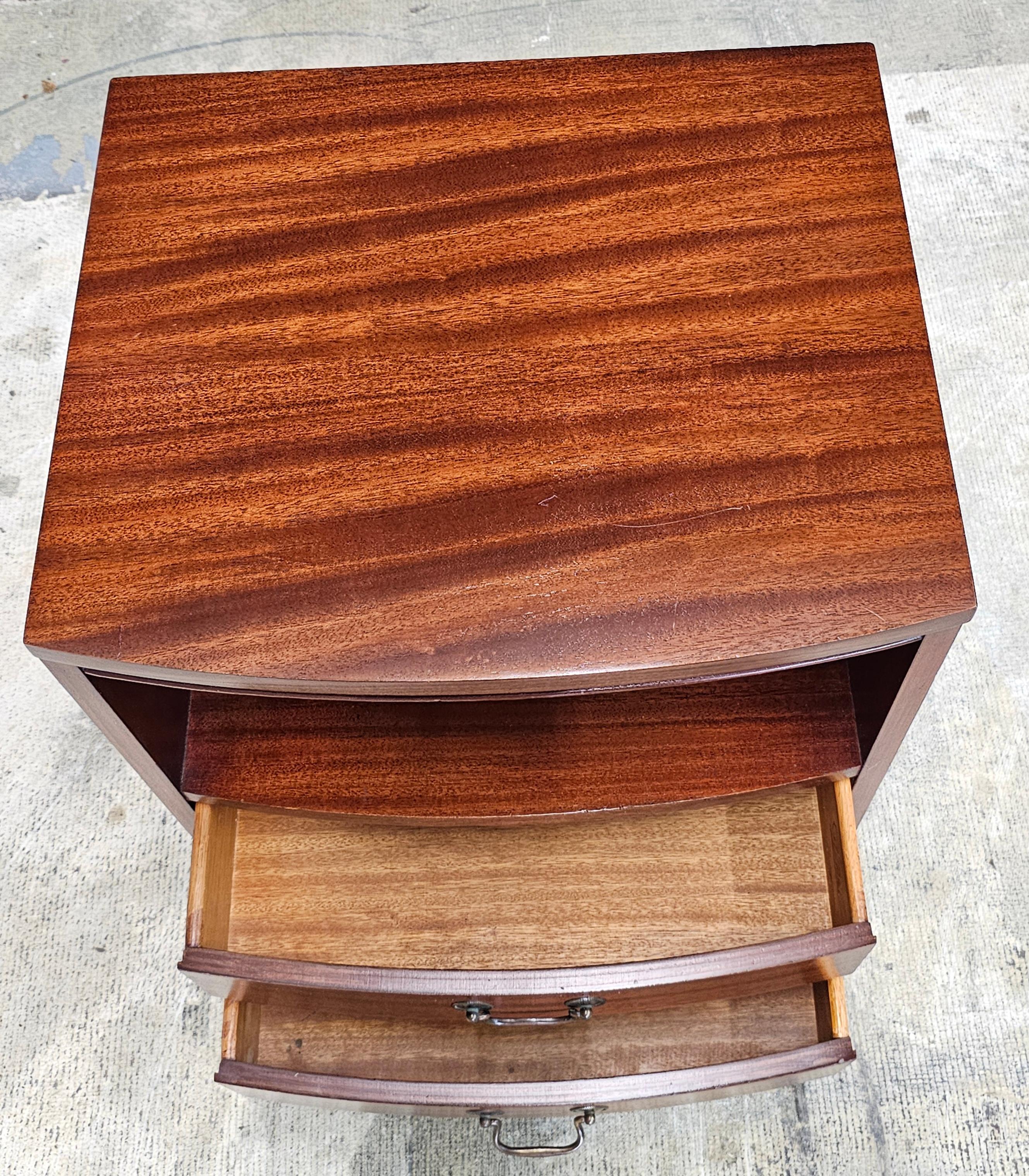American Dixie Furniture Satin Mahogany Two-Drwer Tiered Bedside Table Nightstand For Sale
