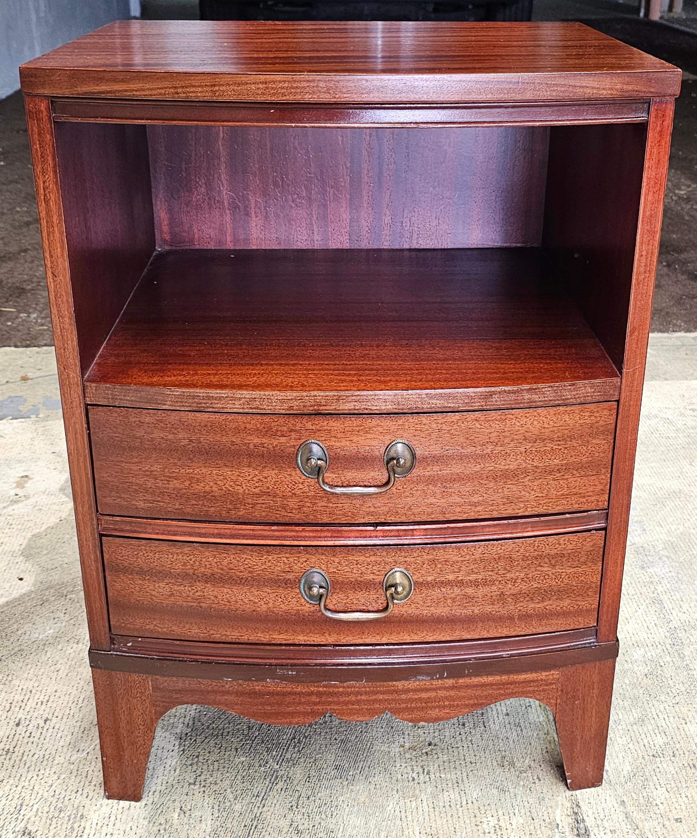 Other Dixie Furniture Satin Mahogany Two-Drwer Tiered Bedside Table Nightstand For Sale