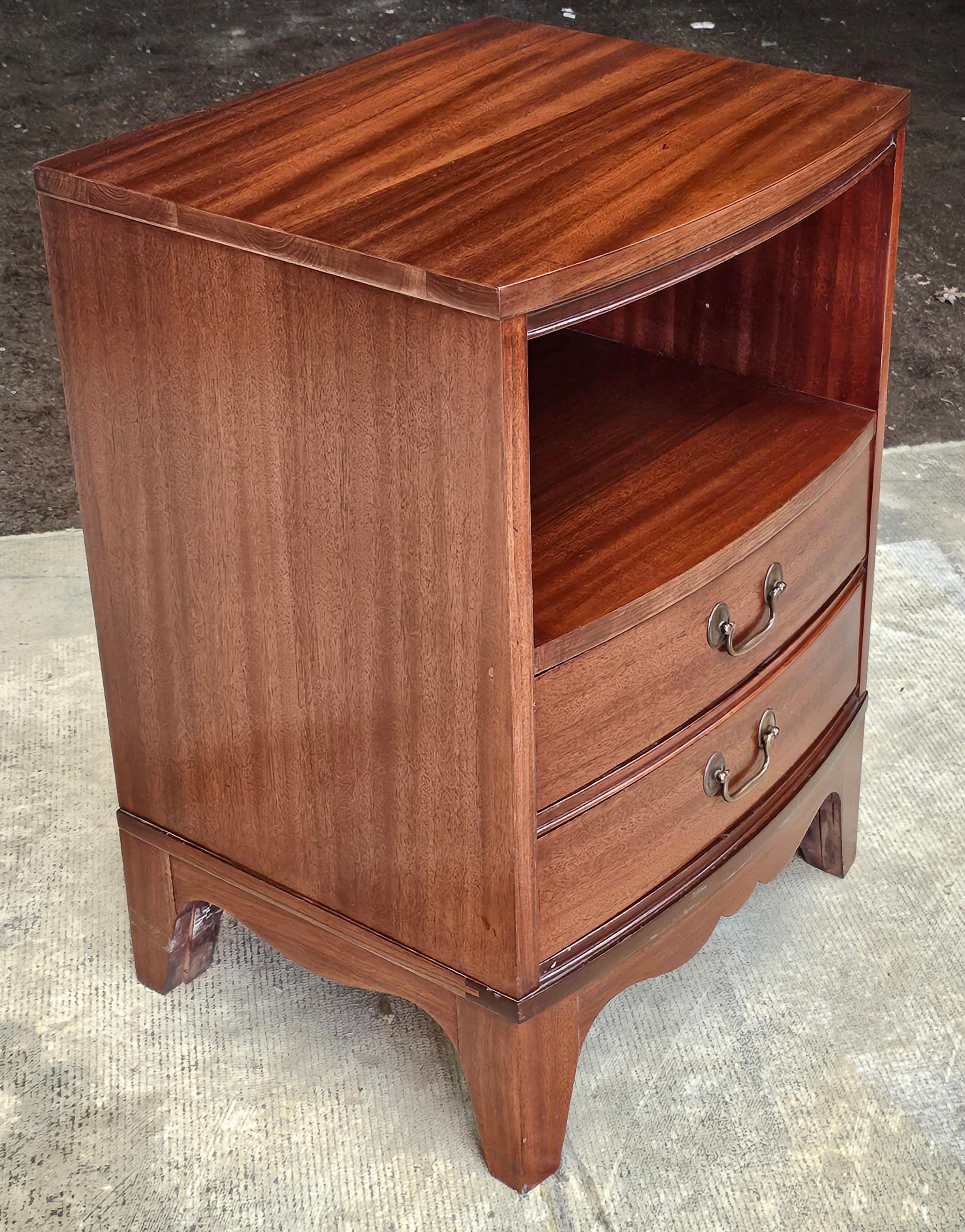 Dixie Furniture Satin Mahogany Two-Drwer Tiered Bedside Table Nightstand For Sale 1