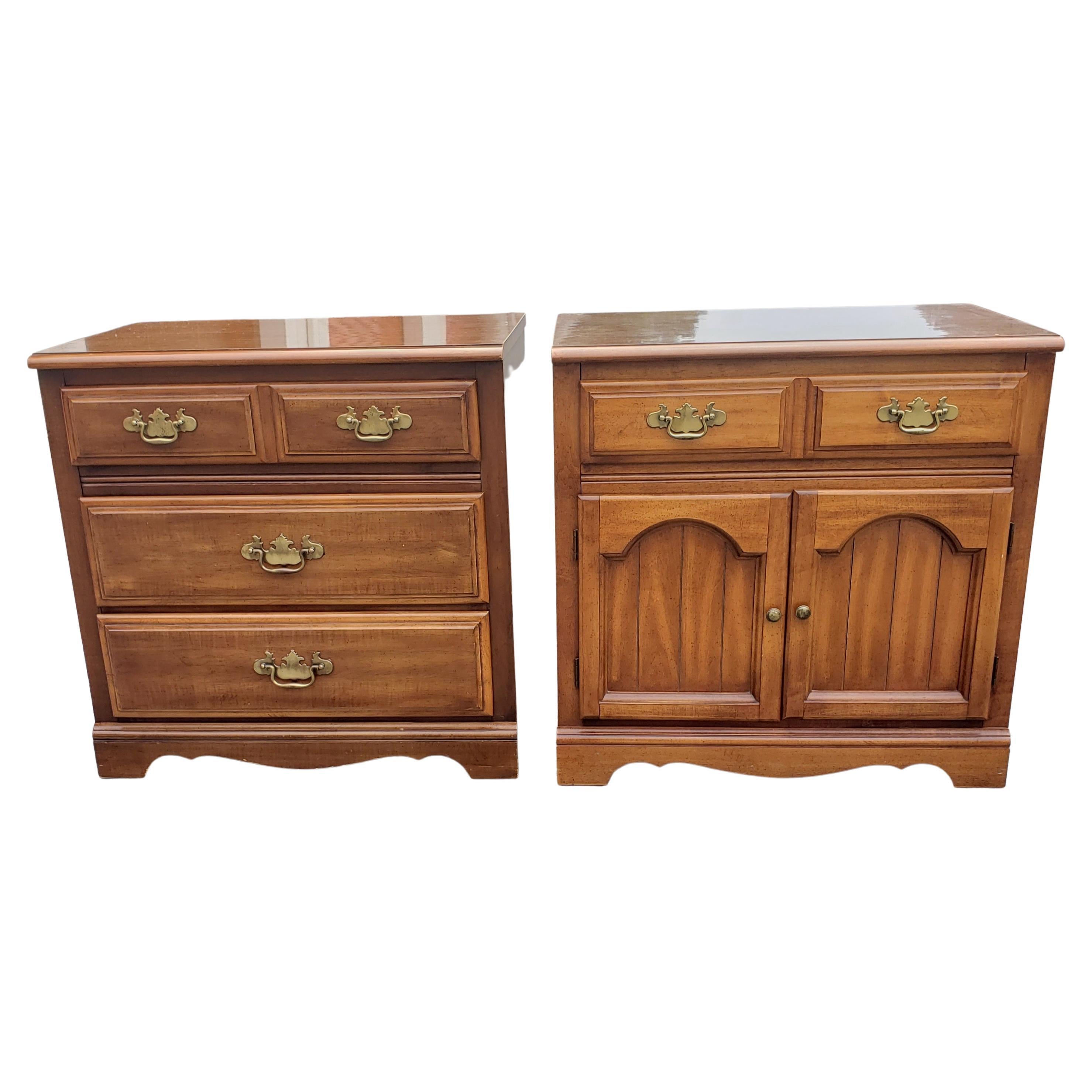 A Pair of American classical chest of drawer and cabinet chest from Dixie Furniture's Saybrook Maple collection. Good vintage condition. Measure 30.25