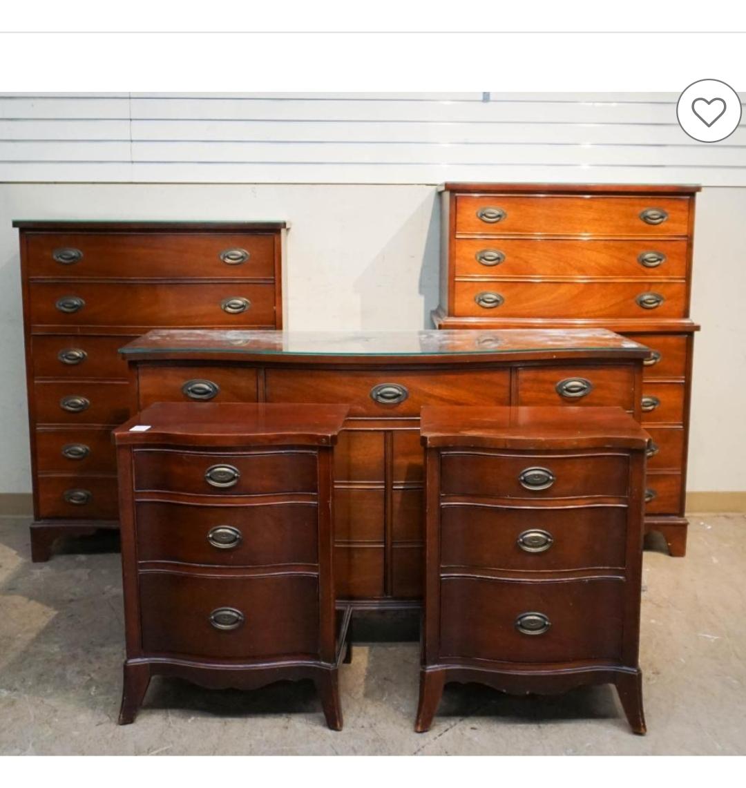 Dixie Mid-Century Federal Style Mahogany Bedside Chest of Drawers, Pair 6