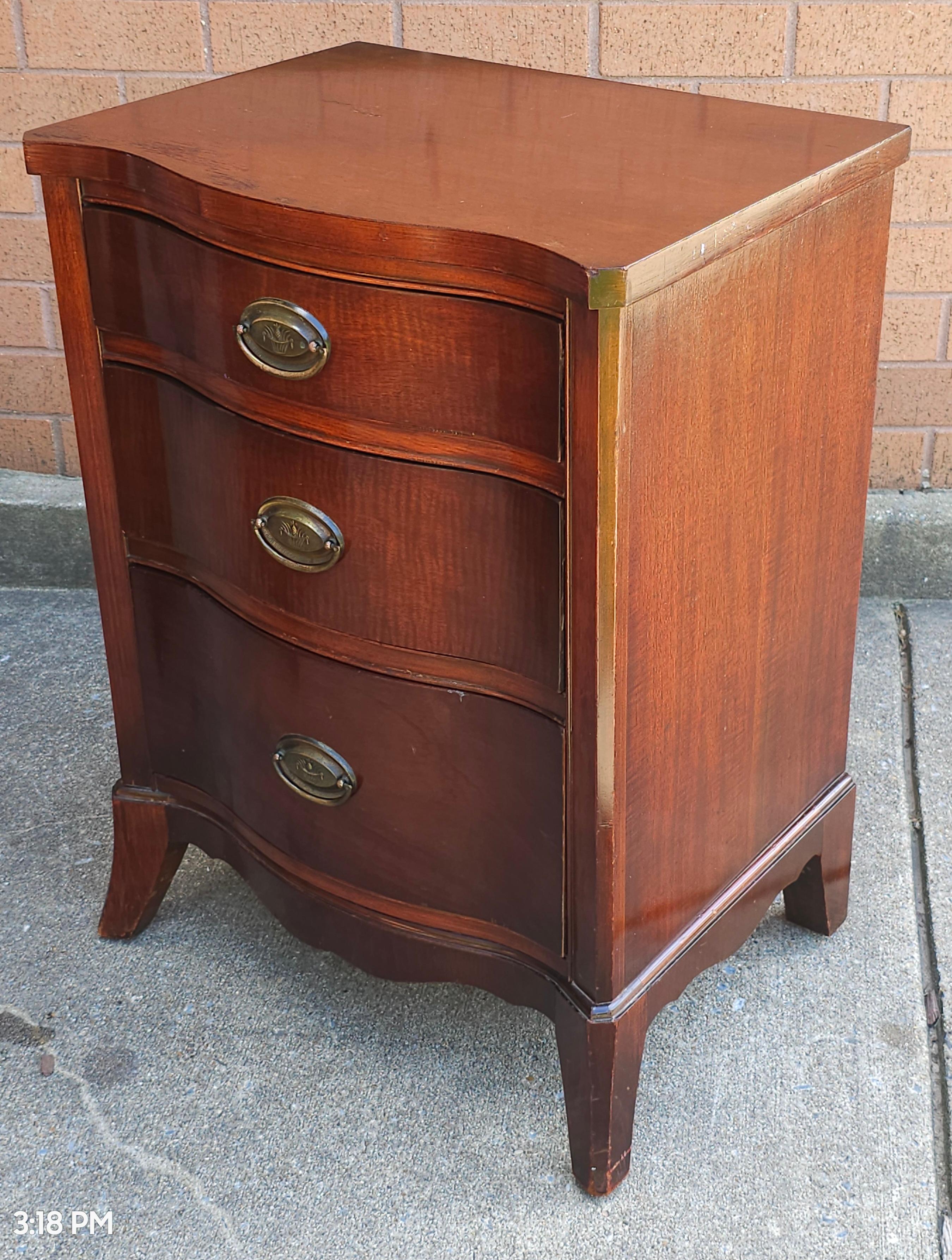 Dixie Mid-Century Federal Style Mahogany Bedside Chest of Drawers, Pair 1
