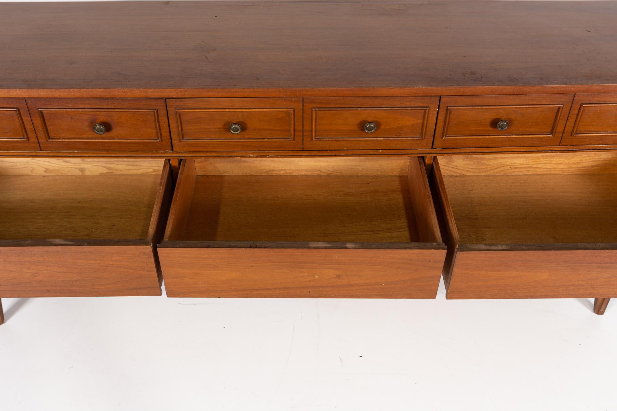 Dixie Mid Century Walnut 9 Drawer Lowboy Dresser 6