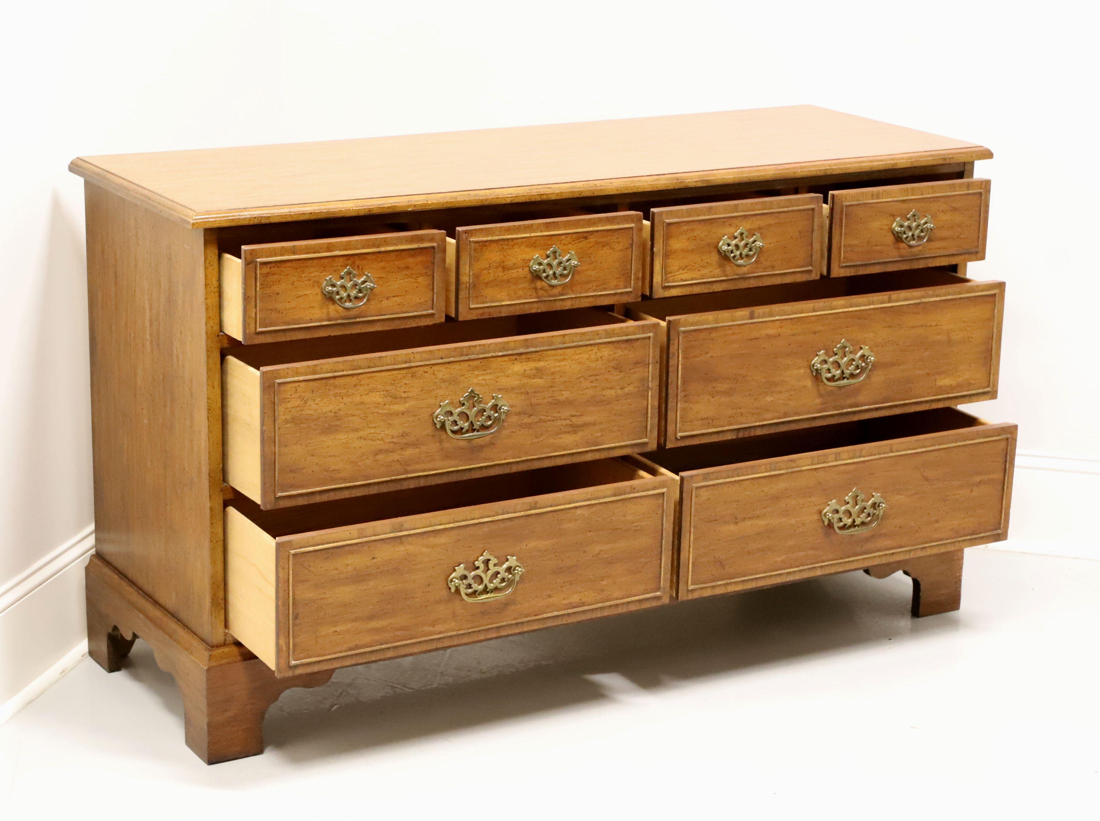 American DIXIE Sheffield Manor Pecan Chippendale Style Double Dresser For Sale