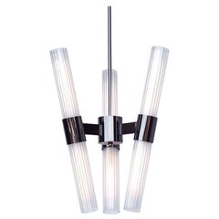 Dixie Six-Light Chandelier with Polished Black Nickel Finish and Fluted Glass