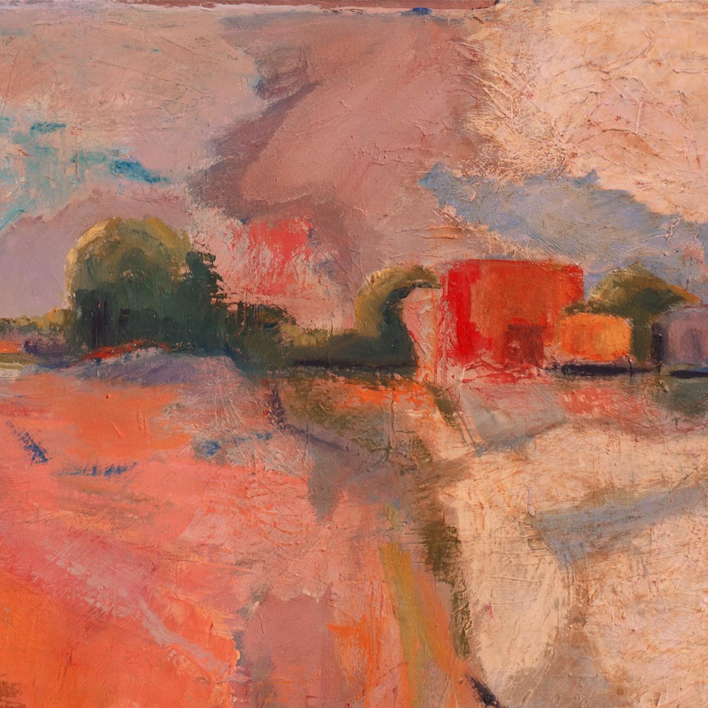 Paesaggio con casa rosa', Oakland Art Museum, Università del Colorado - Painting Espressionista di Dixie Stoll