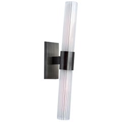 Dixie Wall Sconce in a Pewter Finish with Fluted Glass & White Acrylic Diffuser