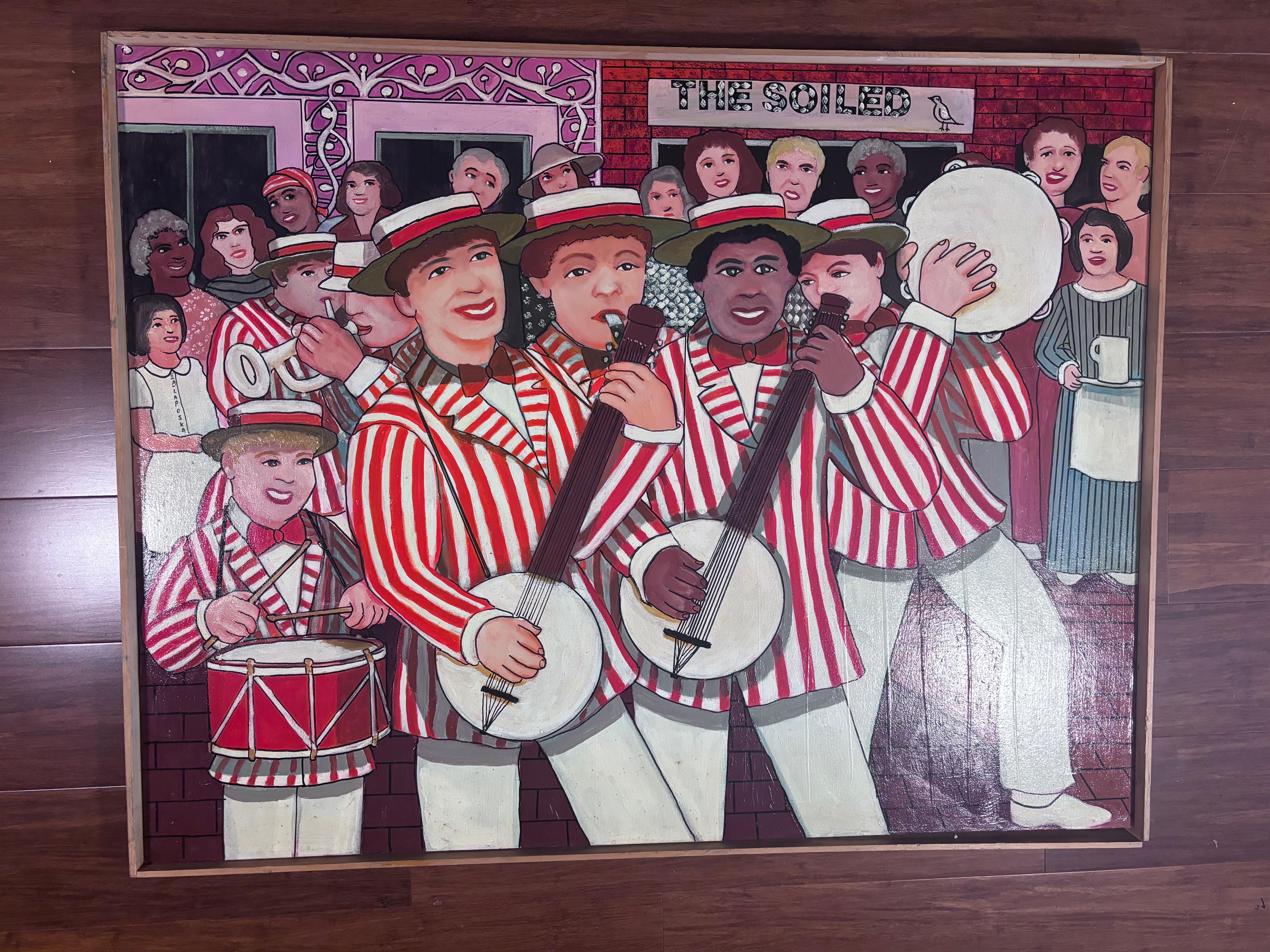 Dixieland Banjos Painting Self Taught Outsider Folk Artist Gloria Laposka For Sale 3