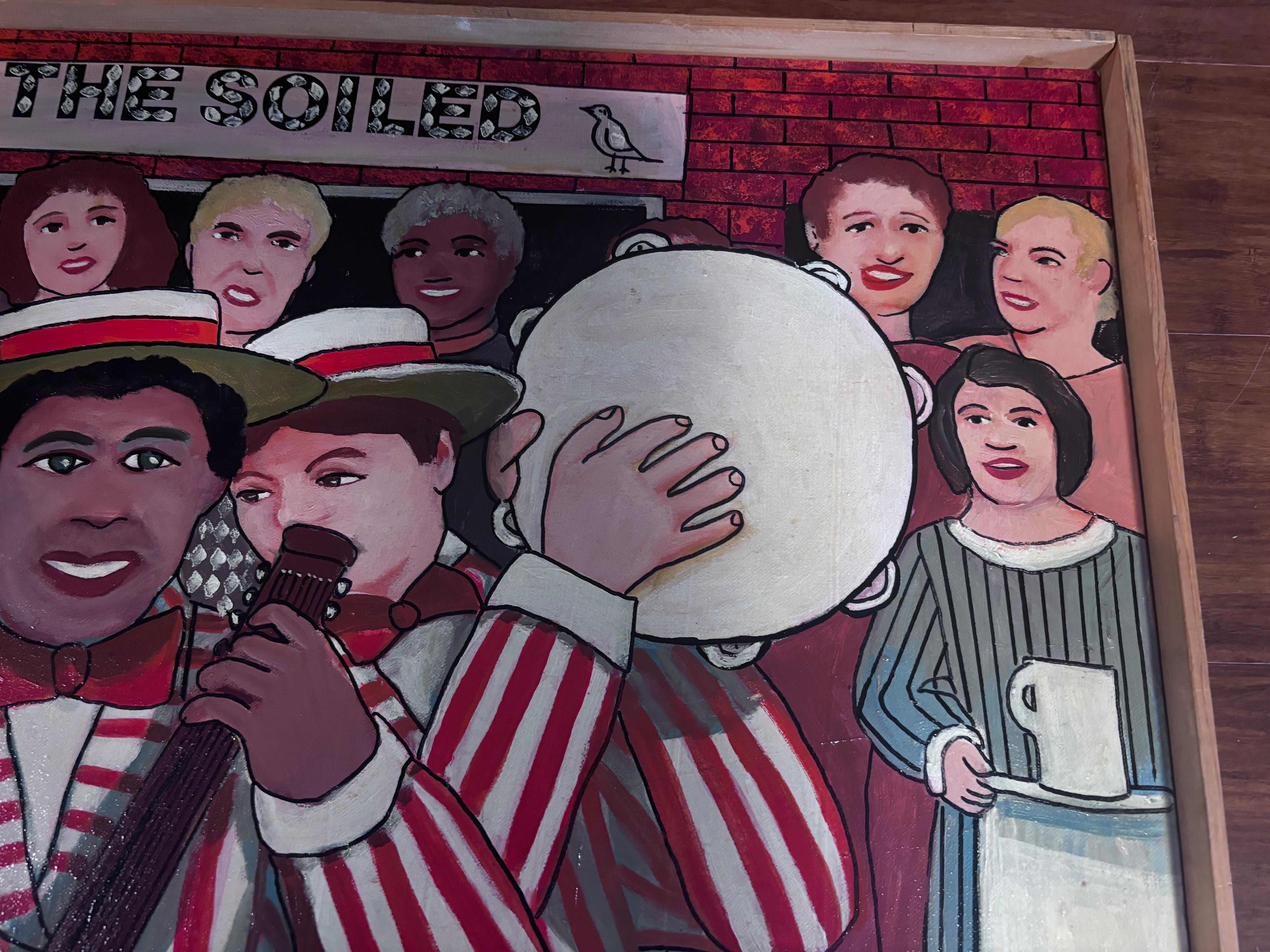 20th Century Dixieland Banjos Painting Self Taught Outsider Folk Artist Gloria Laposka For Sale