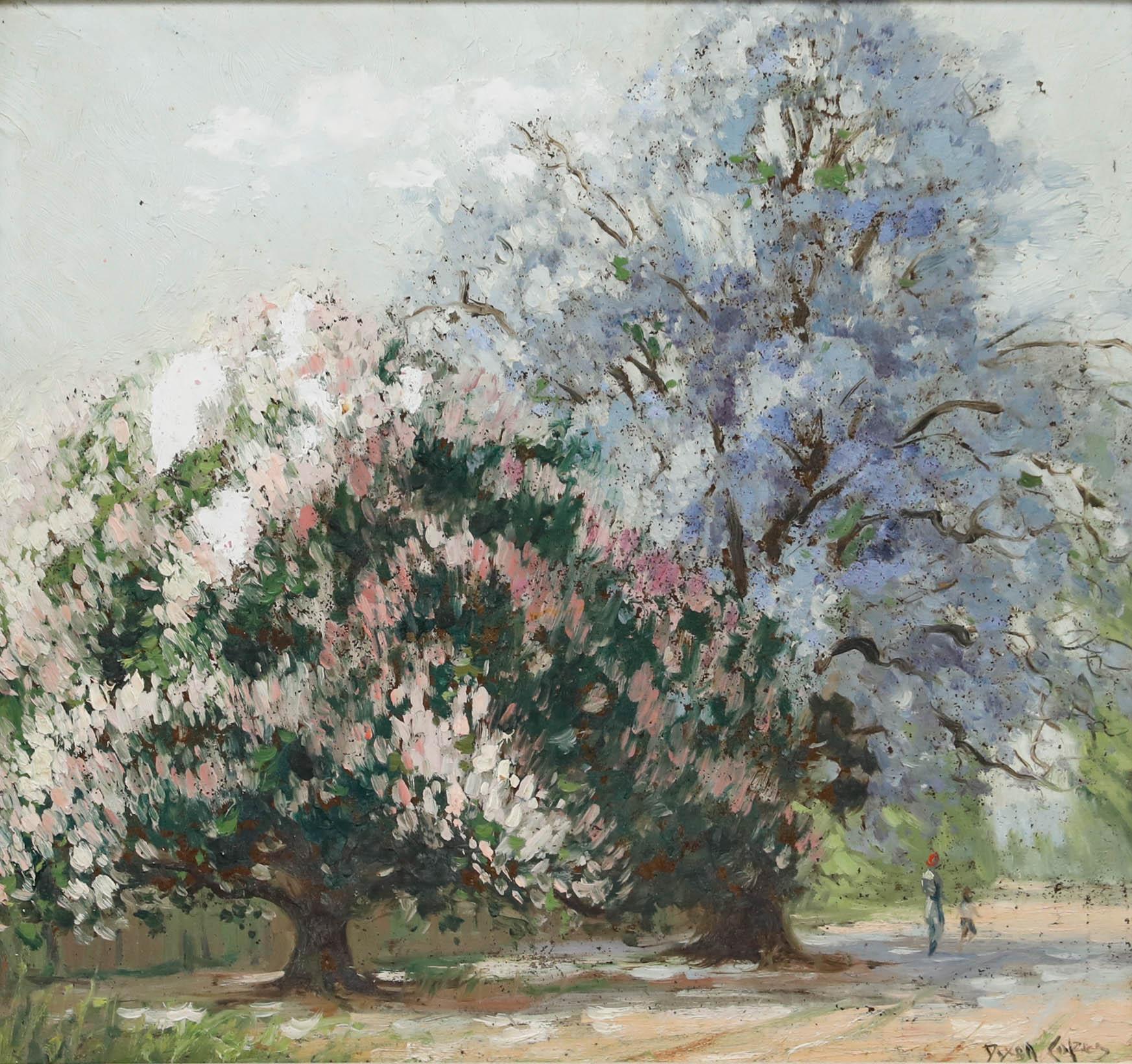 Dixon Copes (1914-2002) - École australienne, huile sous Jacaranda Trees en vente 1