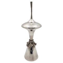 Dixon English Sterling Silver Captain Dinner Bell Gong Mid-Century Modern Style