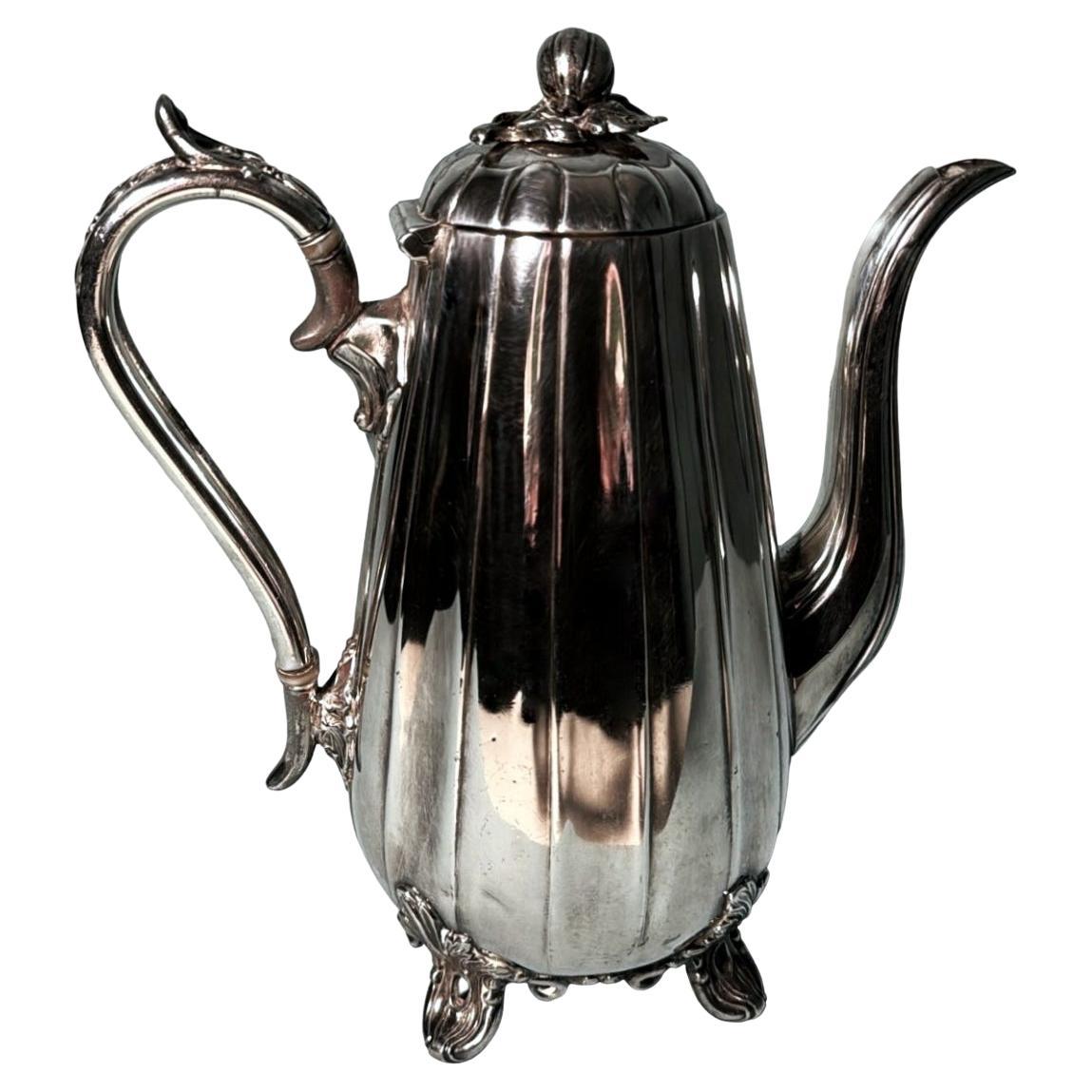 Tetera-chocolatera inglesa Dixon James bañada en plata