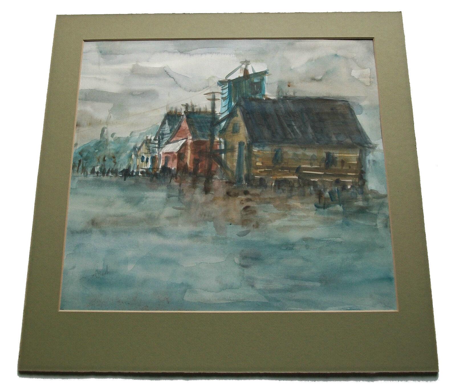 D.J. BUSH, expressionistisches Aquarellgemälde, signiert – ungerahmt, 20. Jahrhundert im Angebot 3