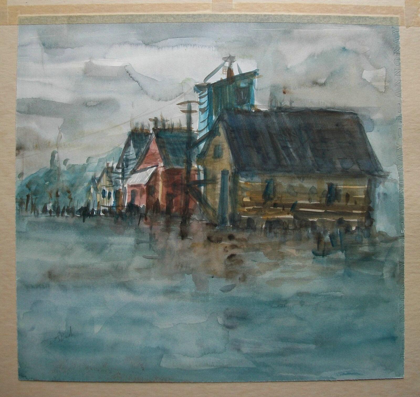 D.J. BUSH, Expressionist Watercolor Painting, Signed - Unframed, 20th Century For Sale 2