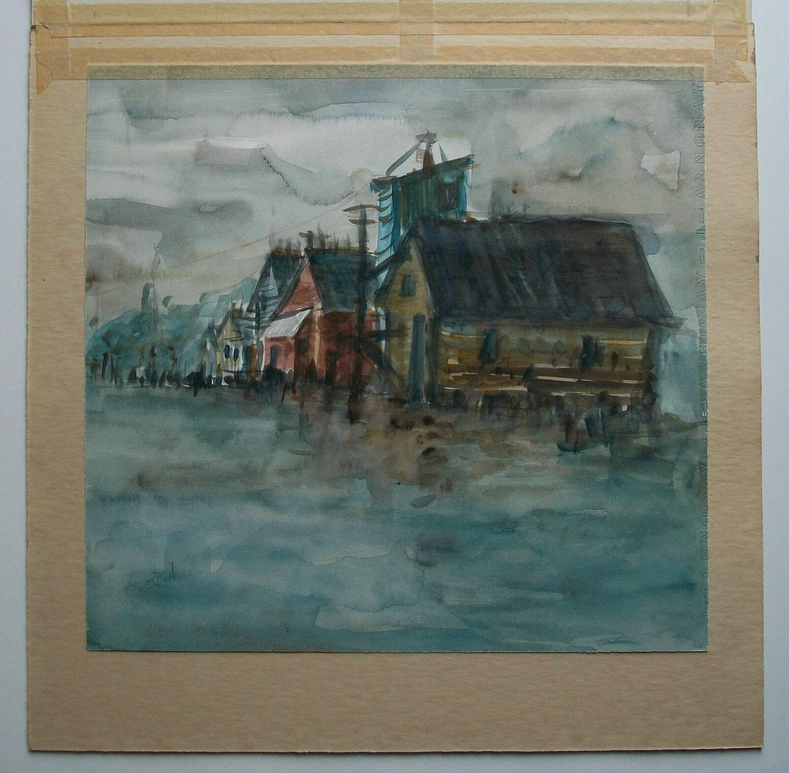 D.J. BUSH, Expressionist Watercolor Painting, Signed - Unframed, 20th Century For Sale 4