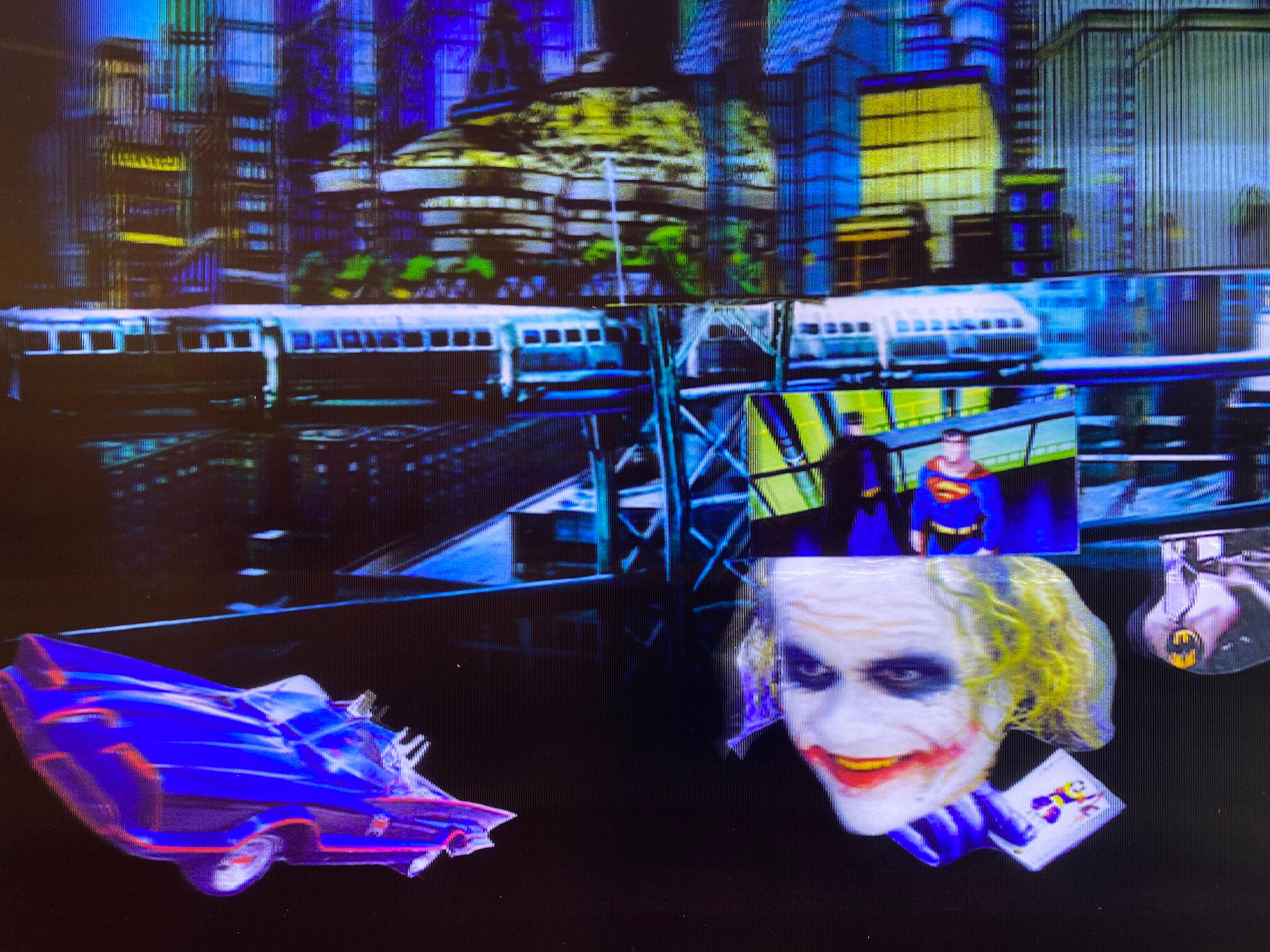 Batman in Gotham, 3D Backlit Digital Print by DJ Leon, 28 x 45 in For Sale 1
